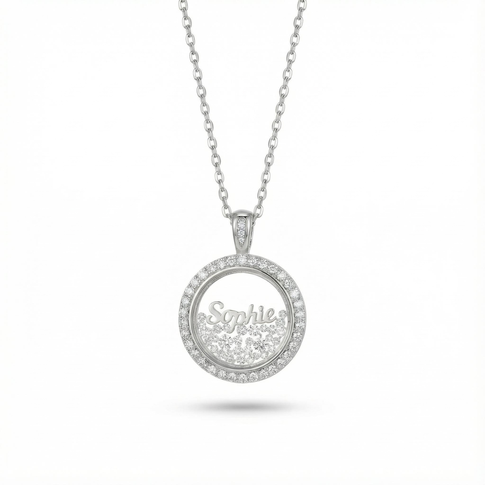 Customized Name Dancing Diamonds Pendant Necklace Moissanite - Image 3