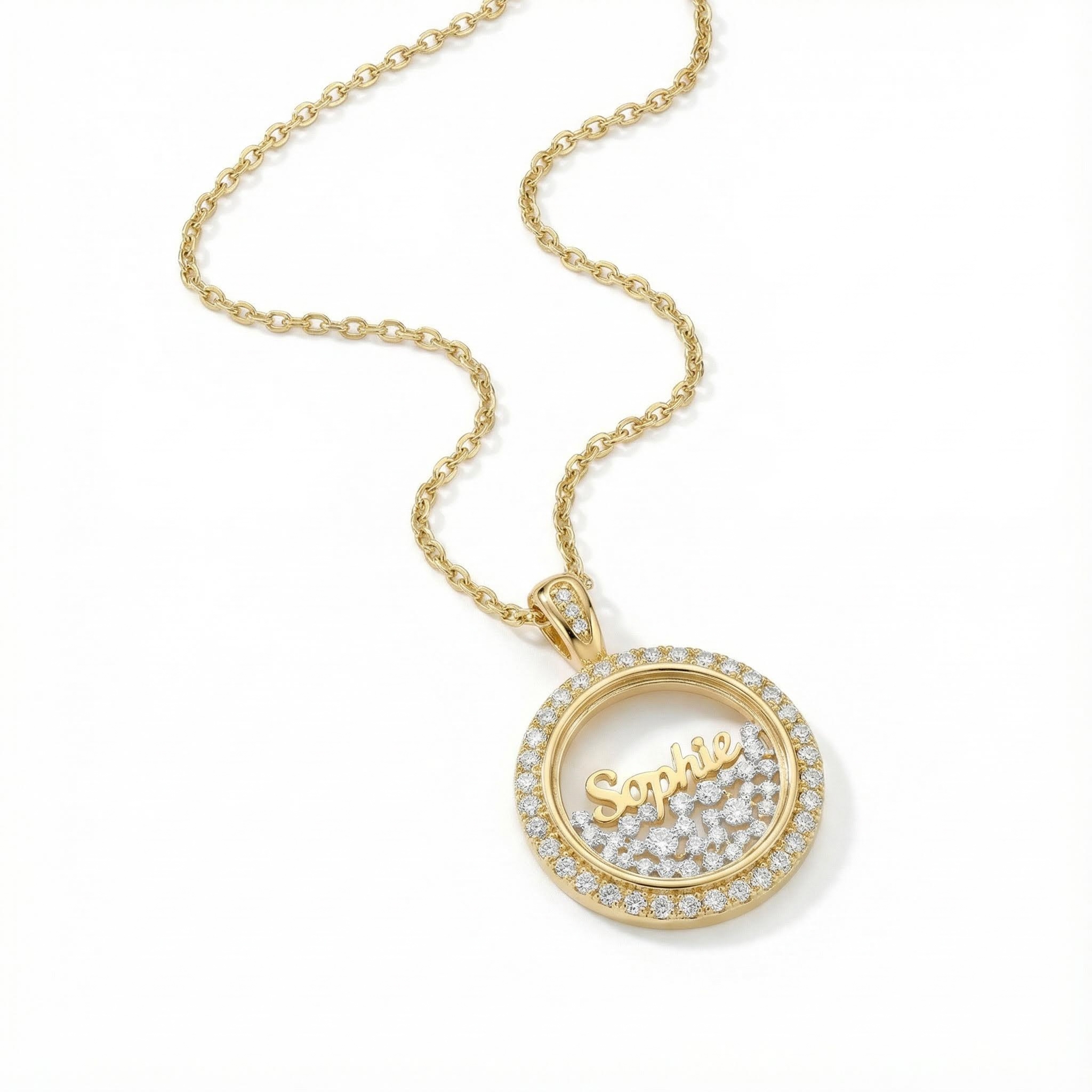 Customized Name Dancing Diamonds Pendant Necklace Moissanite - Image 4