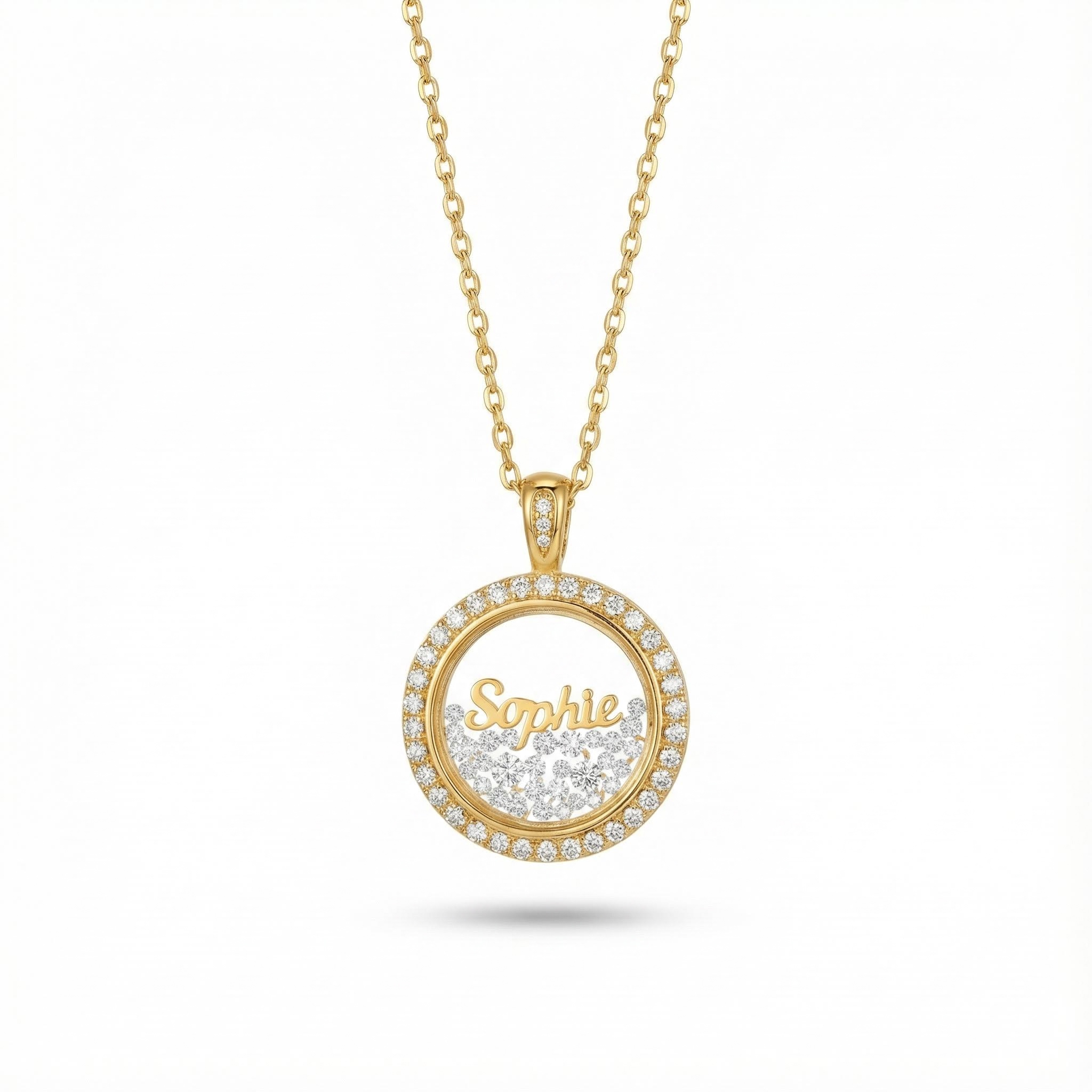 Customized Name Dancing Diamonds Pendant Necklace Moissanite