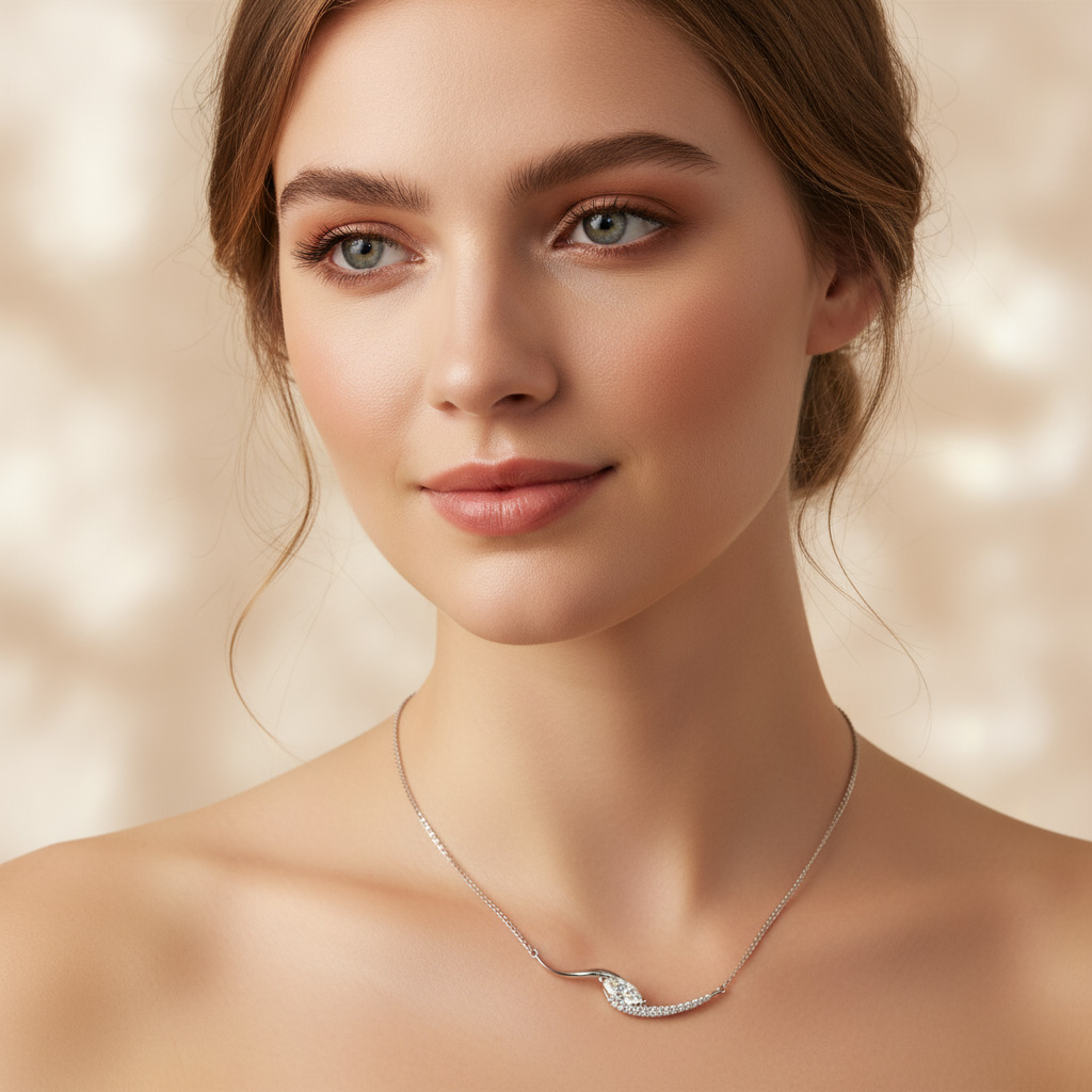 Marquise Cut Vvs Moissanite Wave Pendant Necklace With Iced Out Shine - Image 3