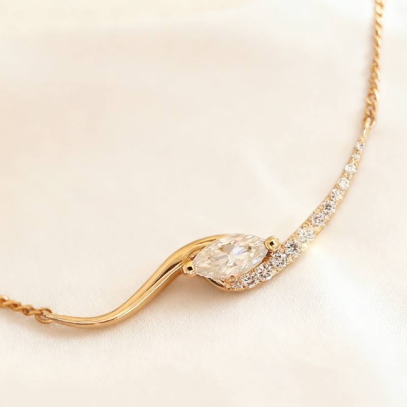 Marquise Cut Vvs Moissanite Wave Pendant Necklace With Iced Out Shine - Image 4