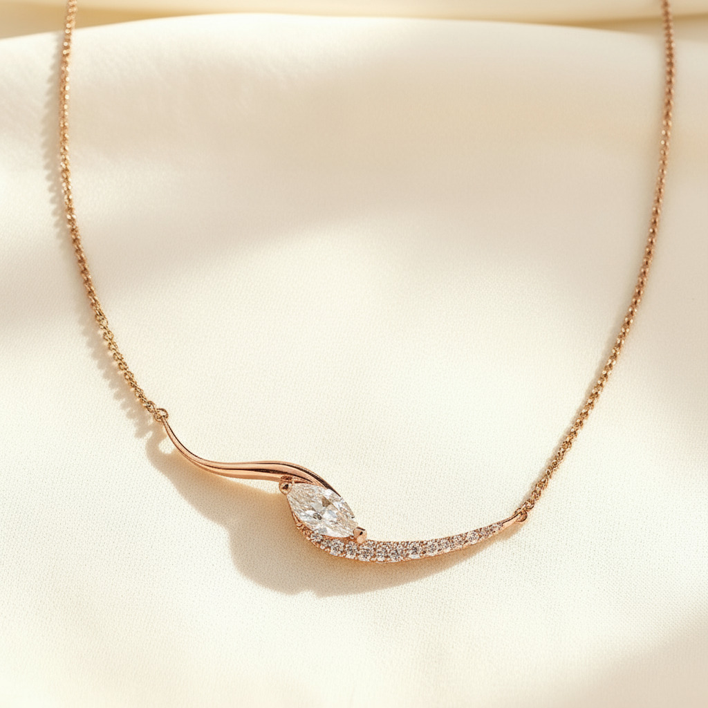 Marquise Cut Vvs Moissanite Wave Pendant Necklace With Iced Out Shine - Image 6