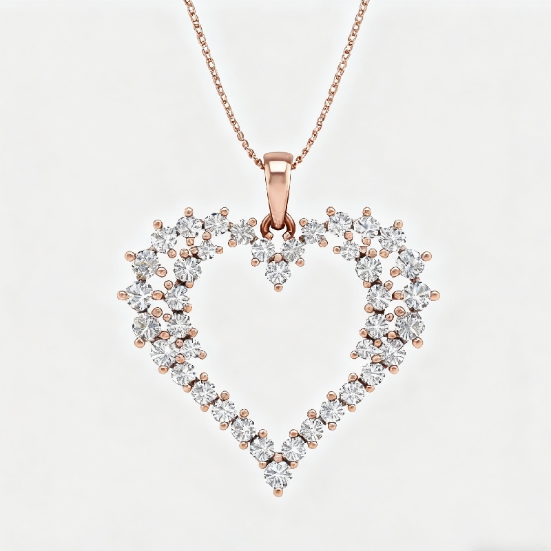 S925 Silver Round Diamond Heart Shaped Pendant Necklace Moissanite - Image 5