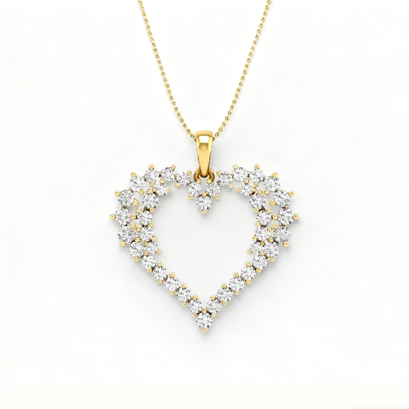 S925 Silver Round Diamond Heart Shaped Pendant Necklace Moissanite - Image 6