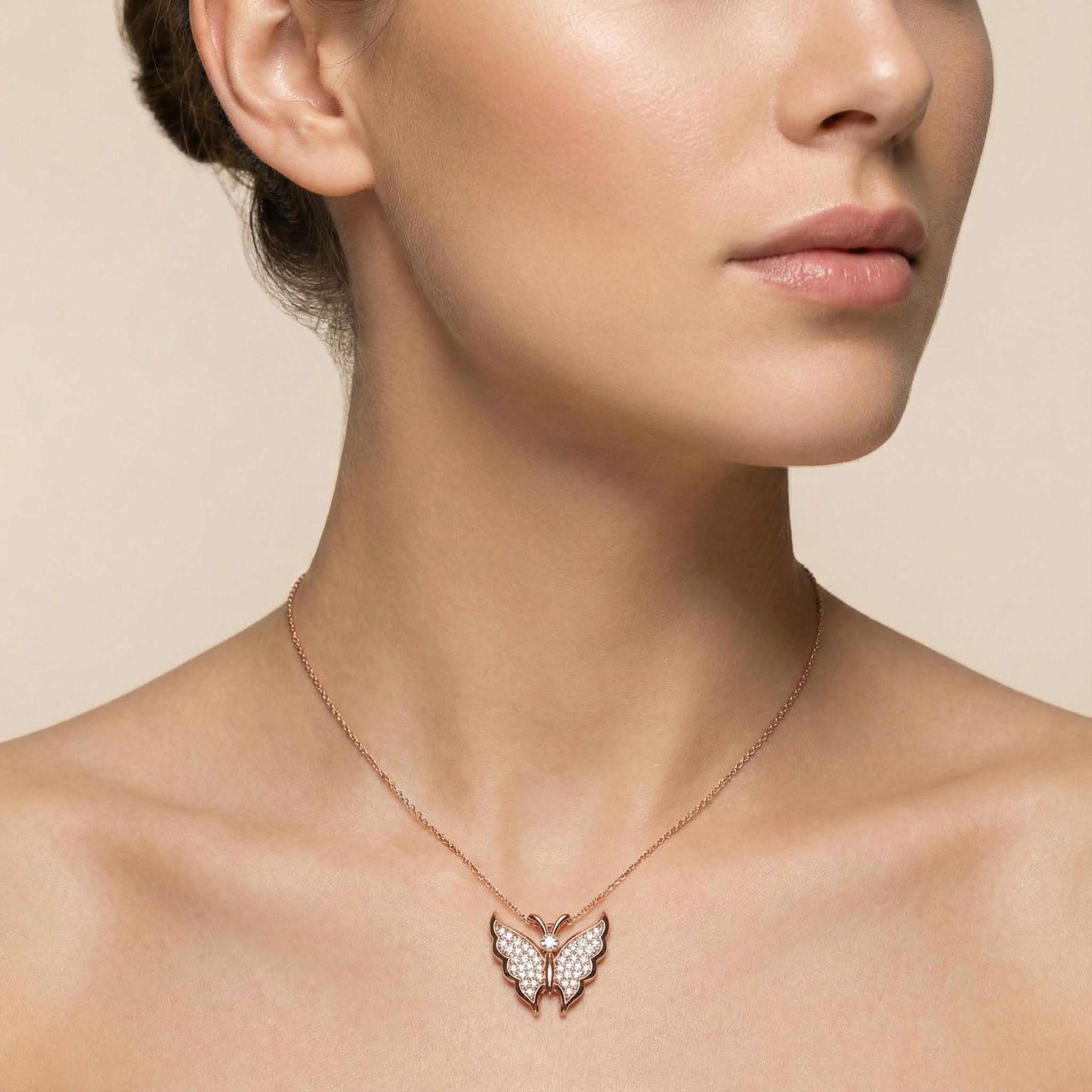 S925 Silver Round Diamond Butterfly Pendant Necklace Moissanite - Image 4