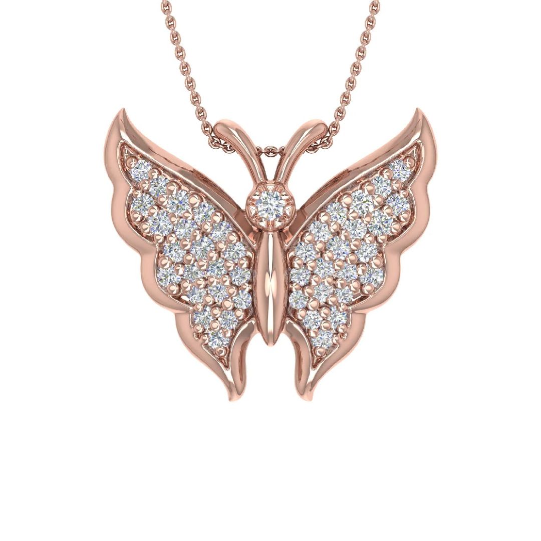 S925 Silver Round Diamond Butterfly Pendant Necklace Moissanite - Image 5