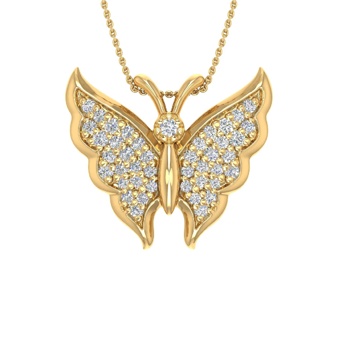 S925 Silver Round Diamond Butterfly Pendant Necklace Moissanite - Image 6