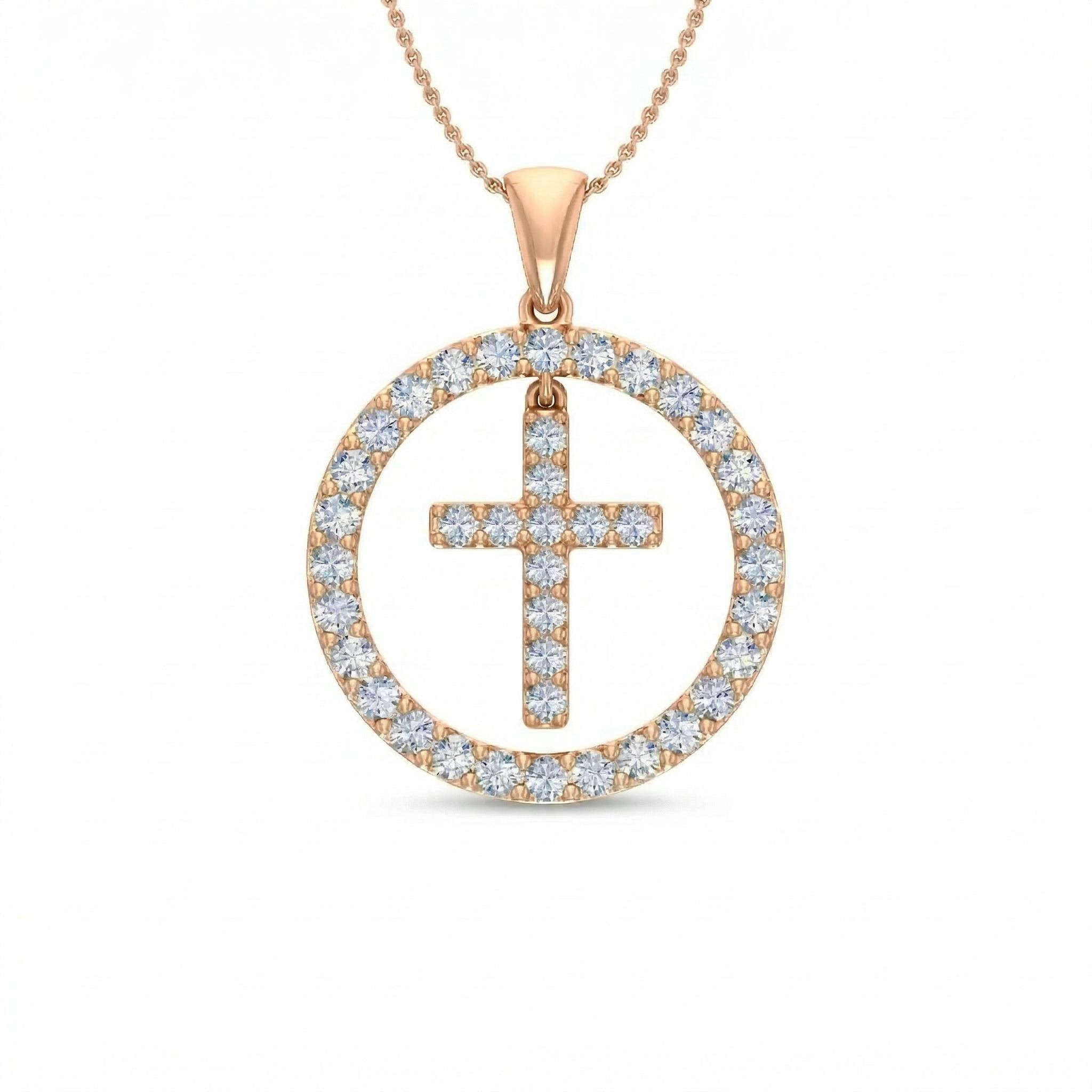 S925 Silver Cross Within Circle Diamond Pendant Necklace Moissanite - Image 6