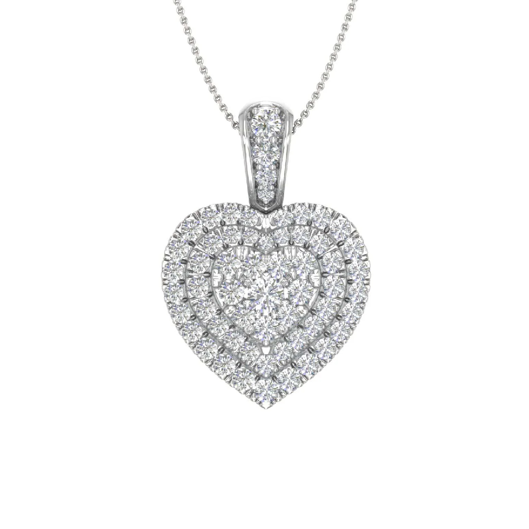 S925 Silver Heart Pave Diamond Pendant Necklace Moissanite