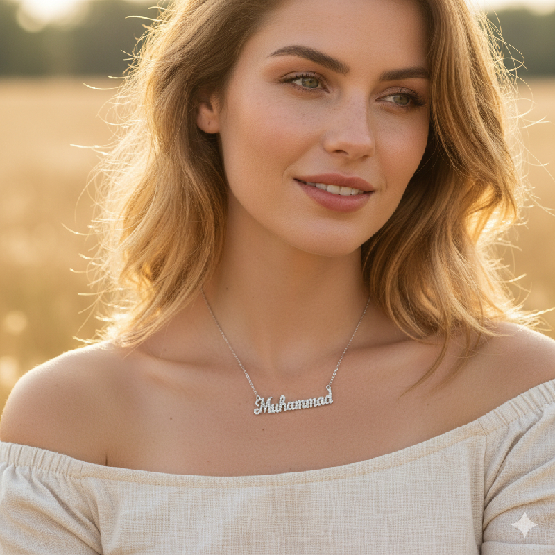 Personalized Name Round Diamond Pendent Necklace Moissanite - Image 3
