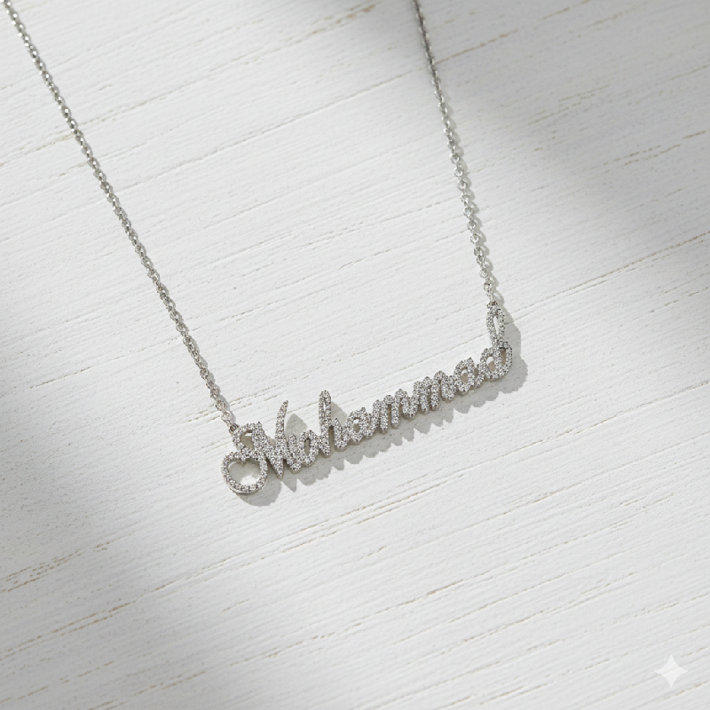 Personalized Name Round Diamond Pendent Necklace Moissanite - Image 4