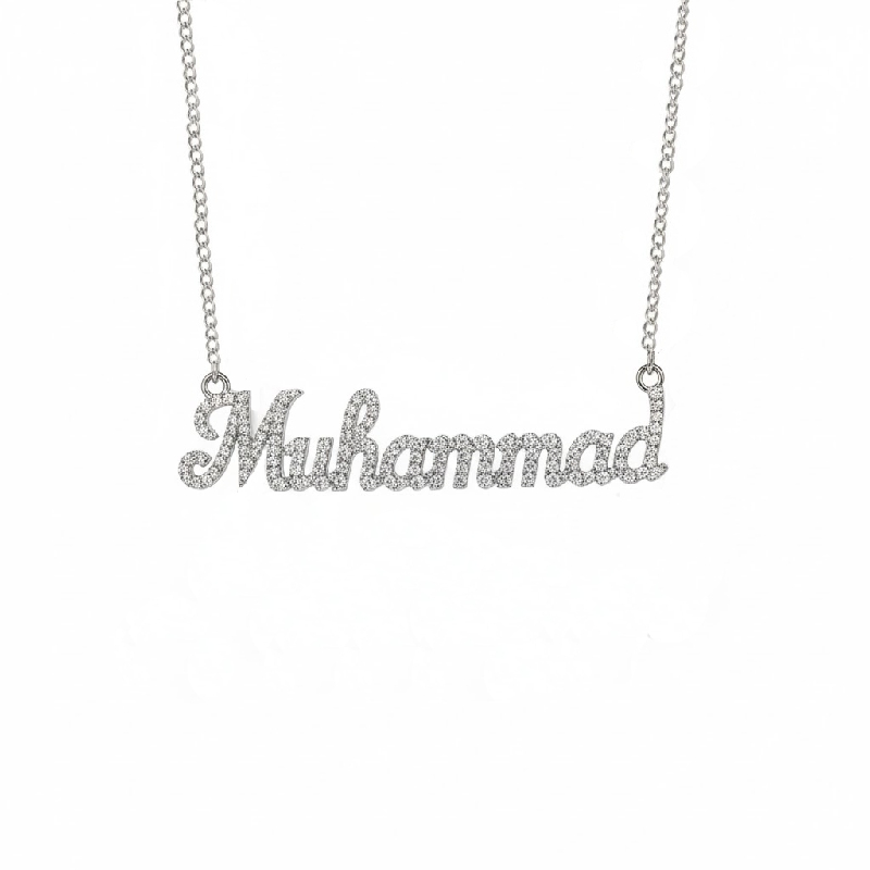 Personalized Name Round Diamond Pendent Necklace Moissanite