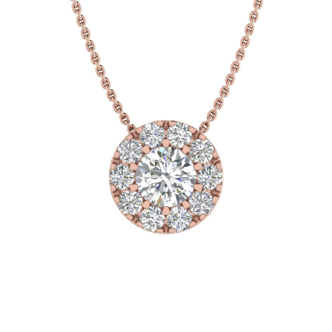 S925 Silver Round Diamond Cluster Pendant Necklace Moissanite - Image 3