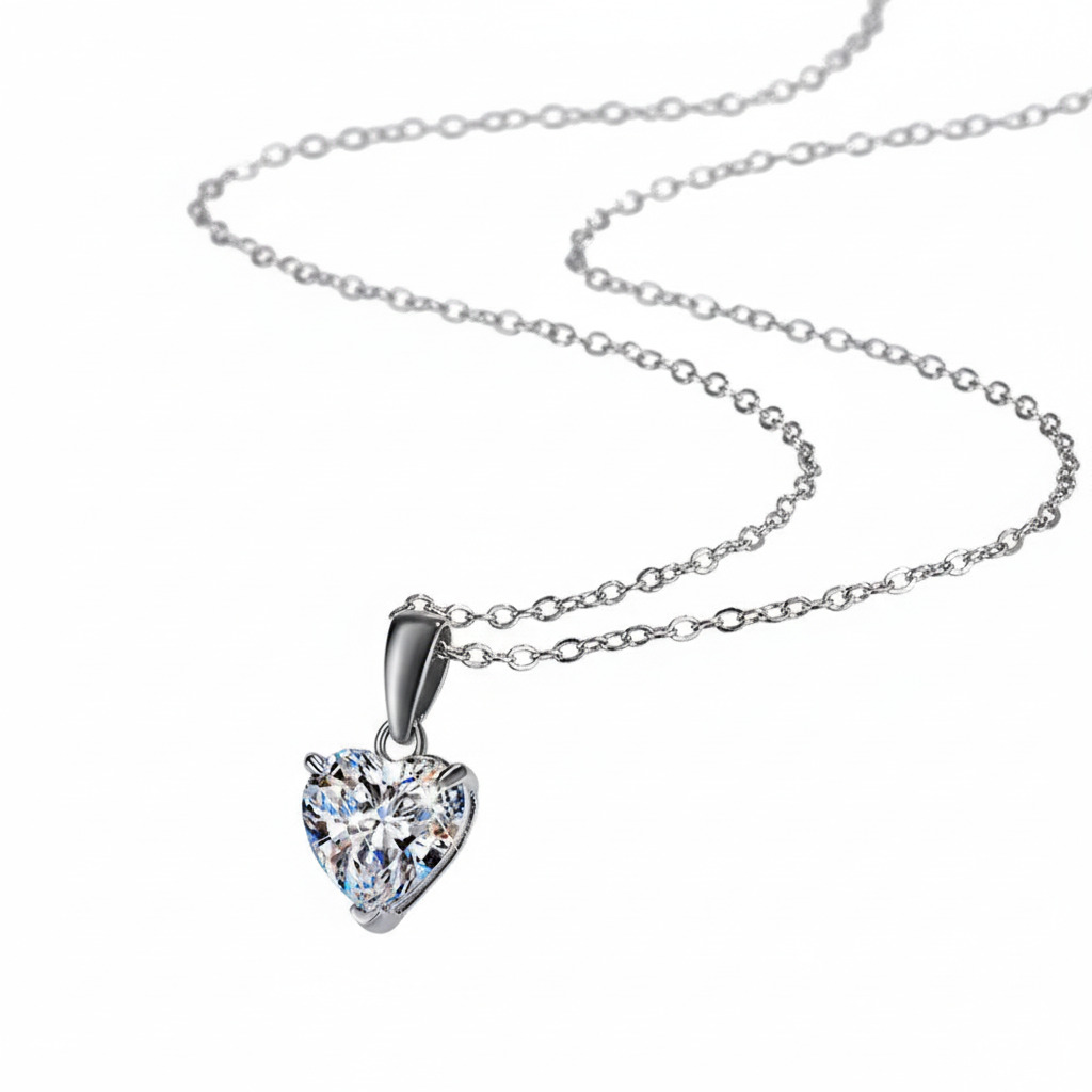 1ct/2ct Heart Cut Vvs Moissanite S925 Silver Pendant Necklace Iced Out - Image 4