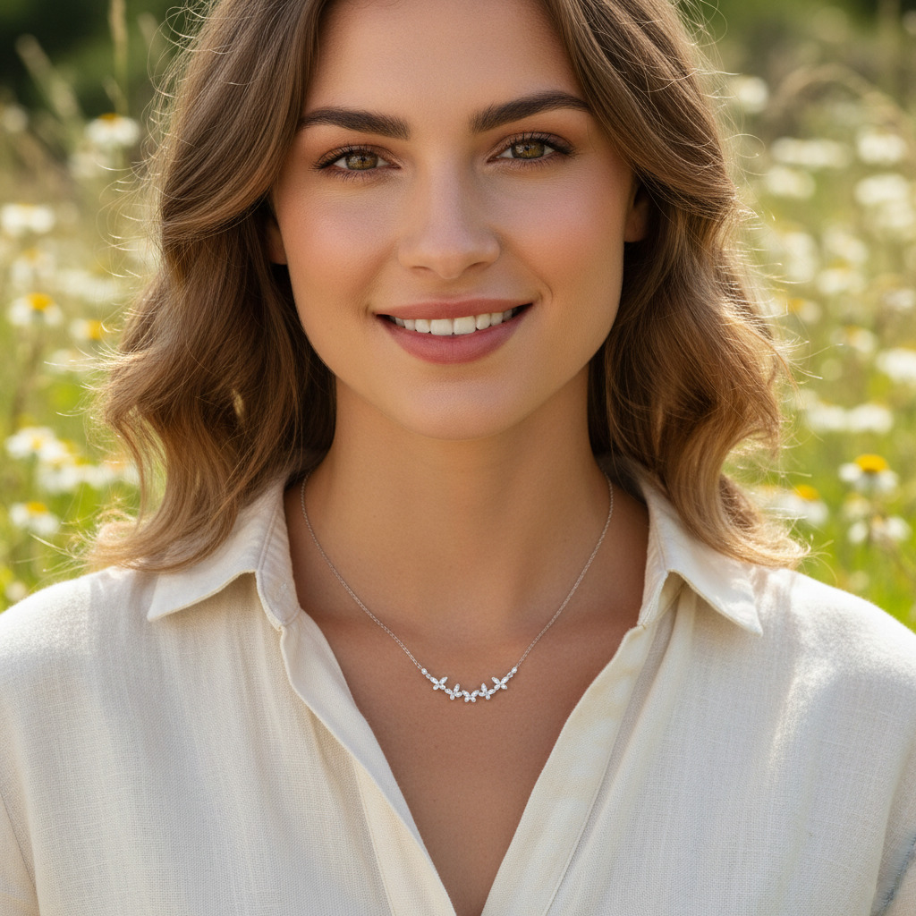 Butterfly Full Moissanite S925 Silver Necklace With Iced Out Shine - Image 3
