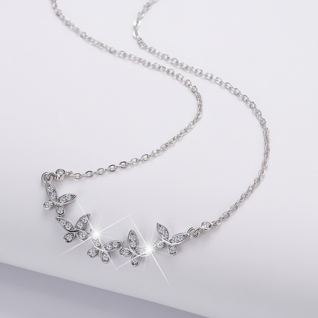 Butterfly Full Moissanite S925 Silver Necklace With Iced Out Shine - Image 5