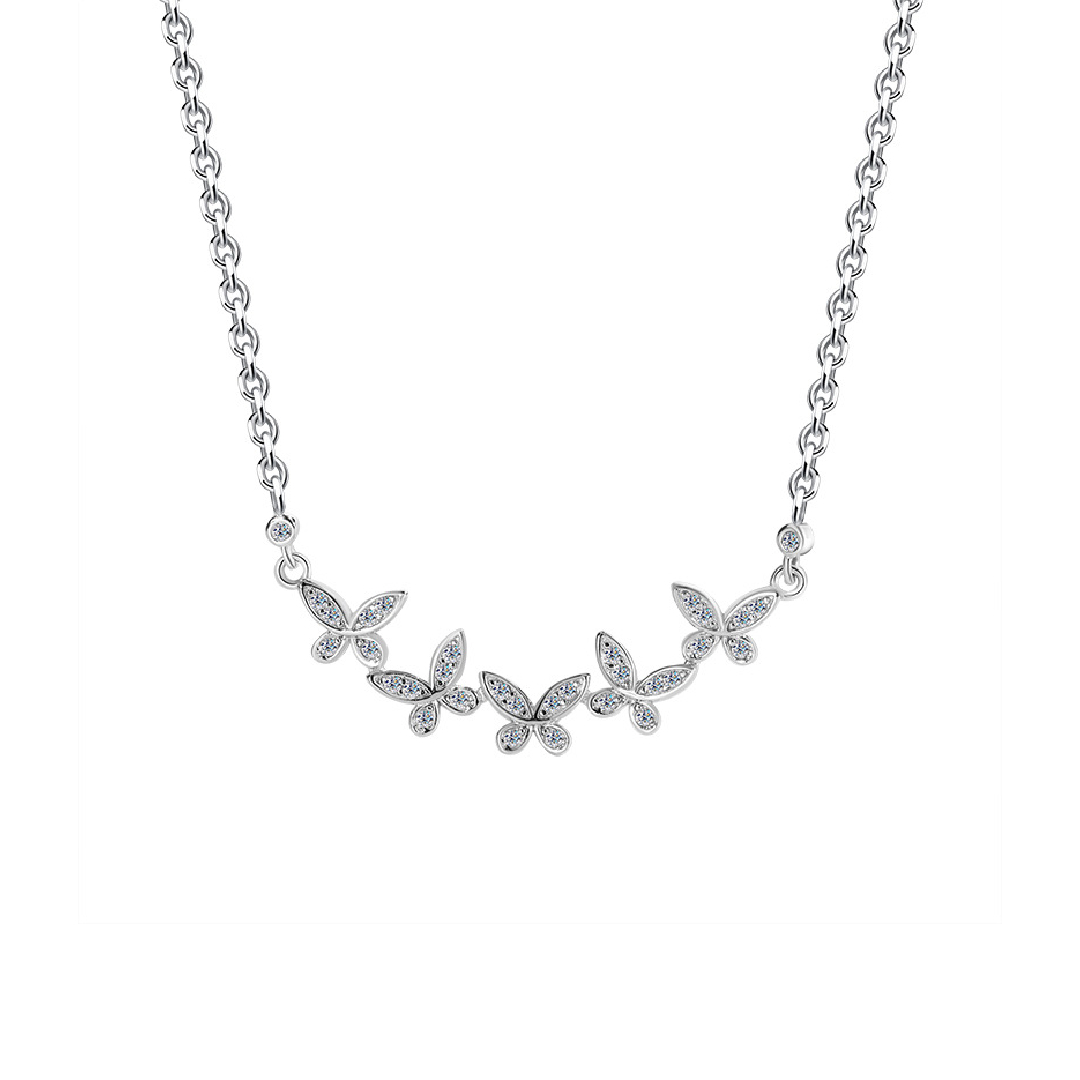 Butterfly Full Moissanite S925 Silver Necklace With Iced Out Shine