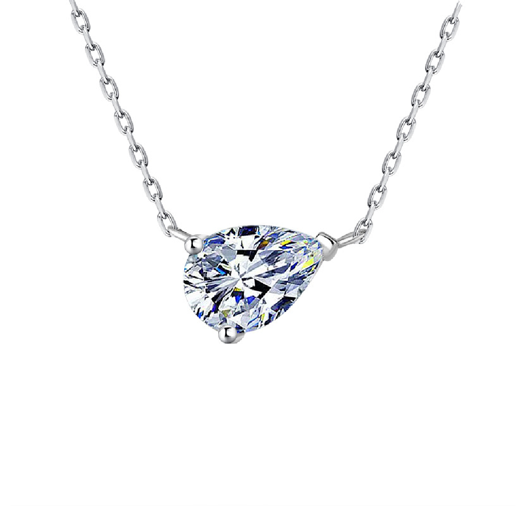 1ct/2ct Pear Cut Vvs Moissanite S925 Silver Pendant Necklace Iced Out