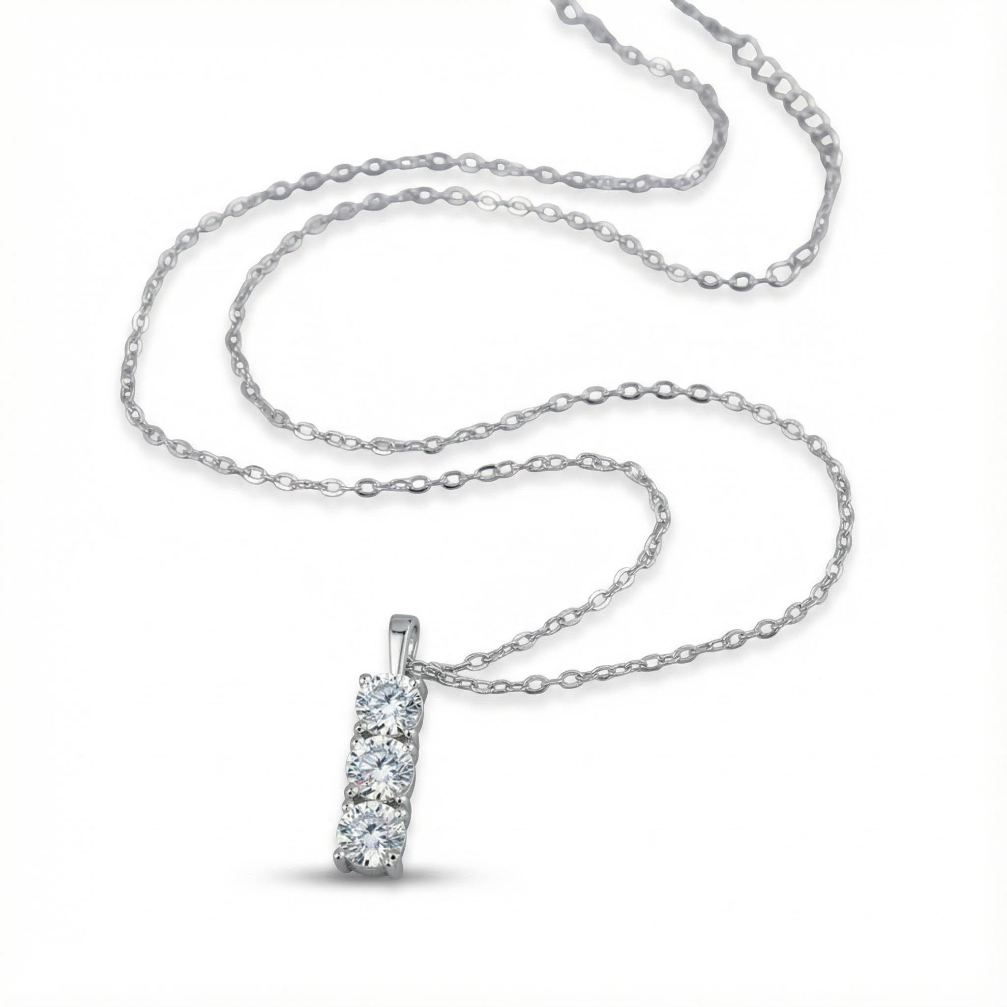 1.5ct Round Cut Vvs Moissanite S925 Silver Three Stone Pendant Necklace - Image 5