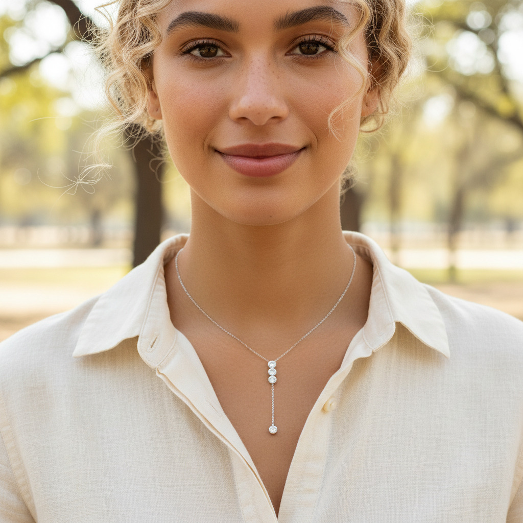 Bold 0.4ct/2ct Bezel Set Lariat Vvs Moissanite S925 Silver Pendent Necklace - Image 6
