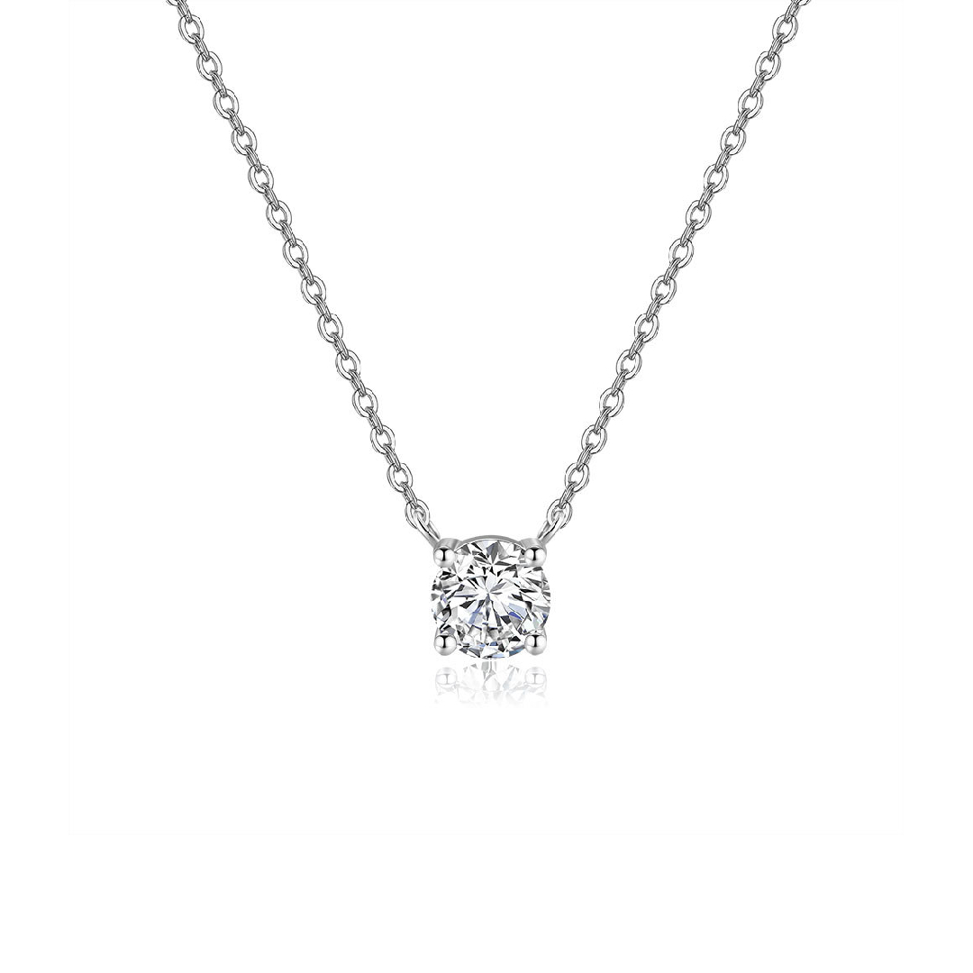 Bold 0.5ct/1ct/2ct Round Cut Vvs Moissanite S925 Silver Pendant Necklace - Image 3