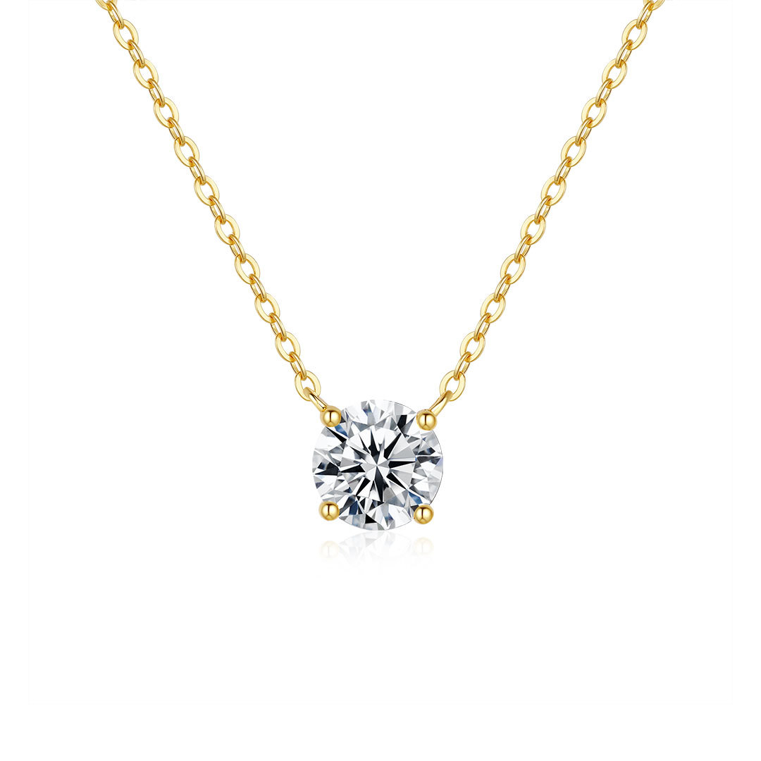 Bold 0.5ct/1ct/2ct Round Cut Vvs Moissanite S925 Silver Pendant Necklace