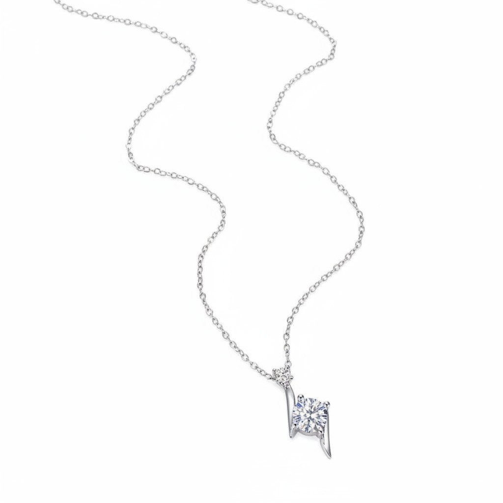 Bold Lightning Star Round Cut Vvs Moissanite S925 Silver Pendant Necklace - Image 3