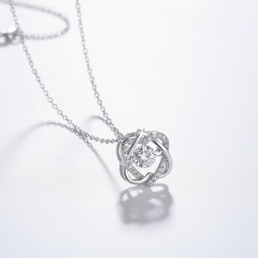 Double Heart 0.5ct Round Cut Vvs Moissanite S925 Silver Pendent Iced Out - Image 5