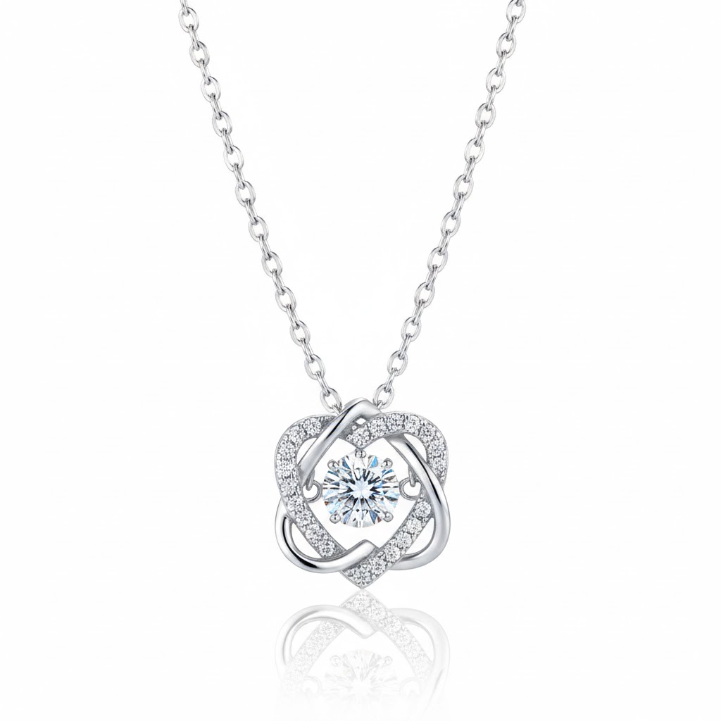 Double Heart 0.5ct Round Cut Vvs Moissanite S925 Silver Pendent Iced Out