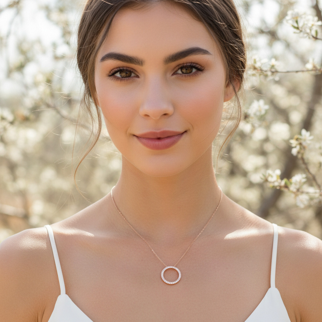 S925 Silver Circle Channel Set Pendant Necklace With Street Luxury Shine - Image 4
