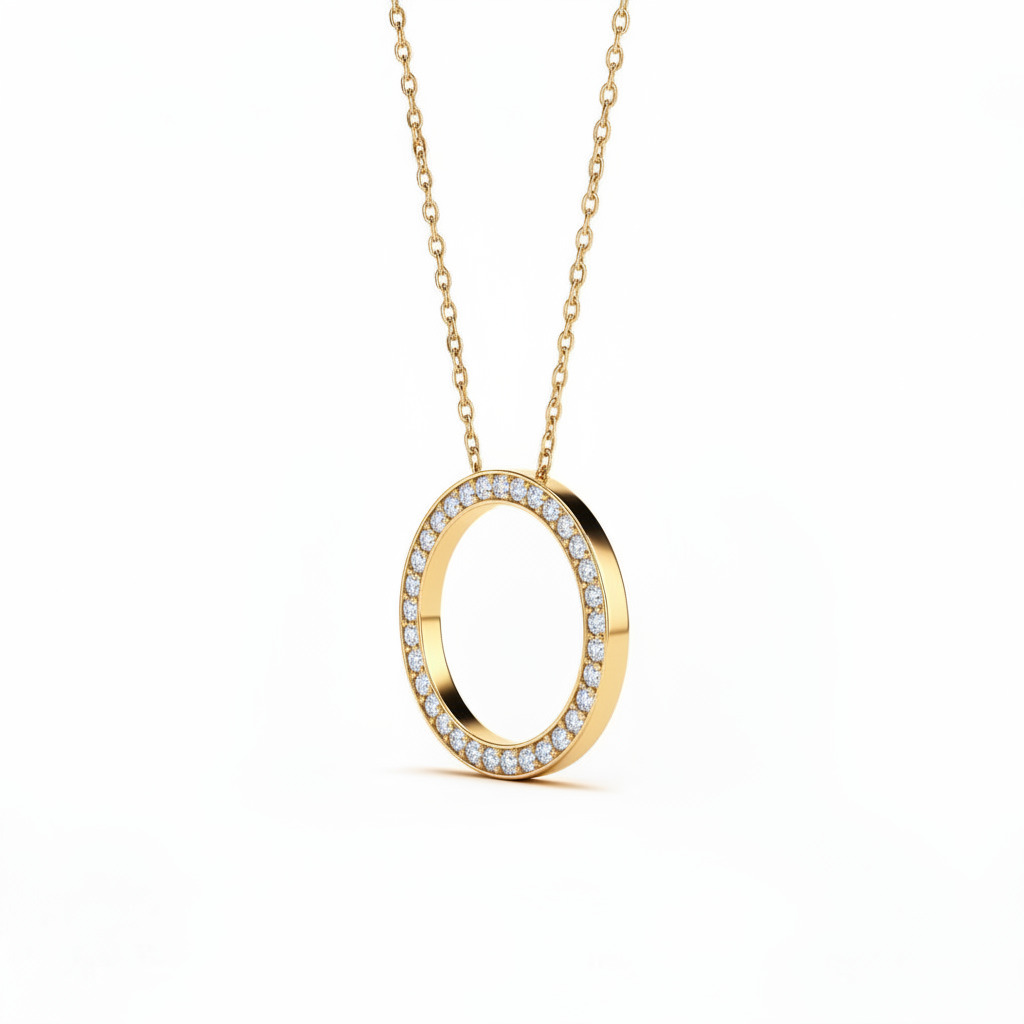 S925 Silver Circle Channel Set Pendant Necklace With Street Luxury Shine - Image 5
