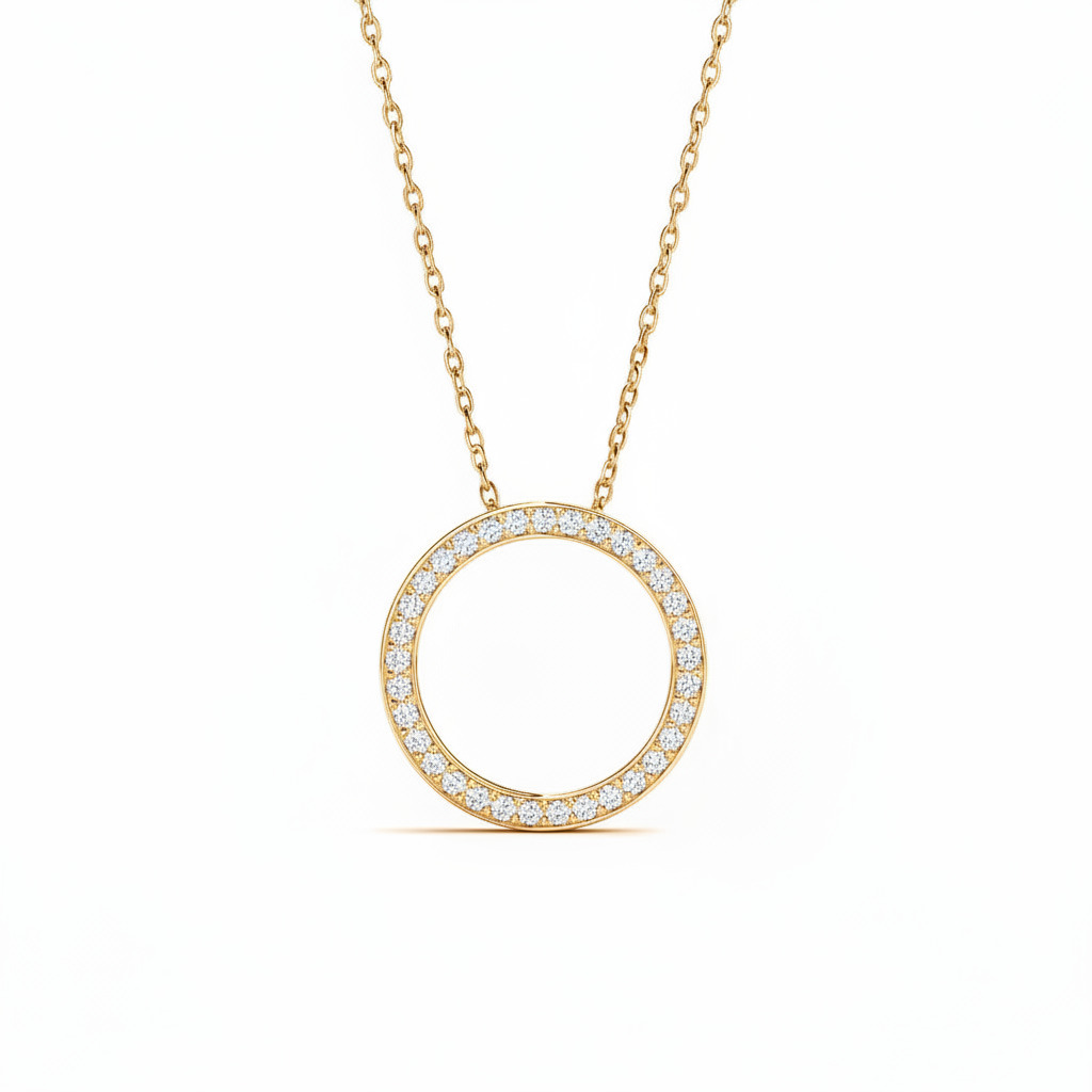 S925 Silver Circle Channel Set Pendant Necklace With Street Luxury Shine - Image 6