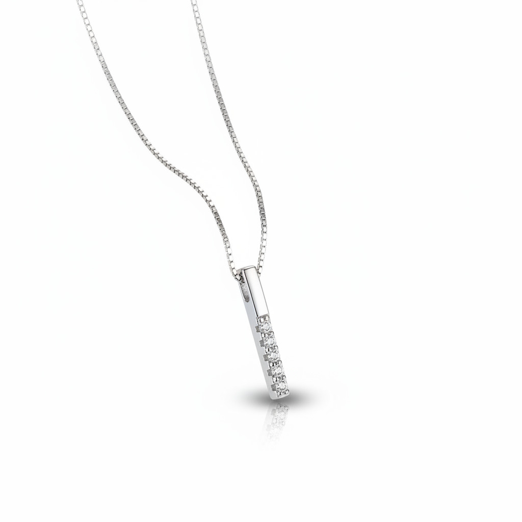 Vertical Bar Round Cut Vvs Moissanite S925 Silver Necklace Iced Out - Image 4