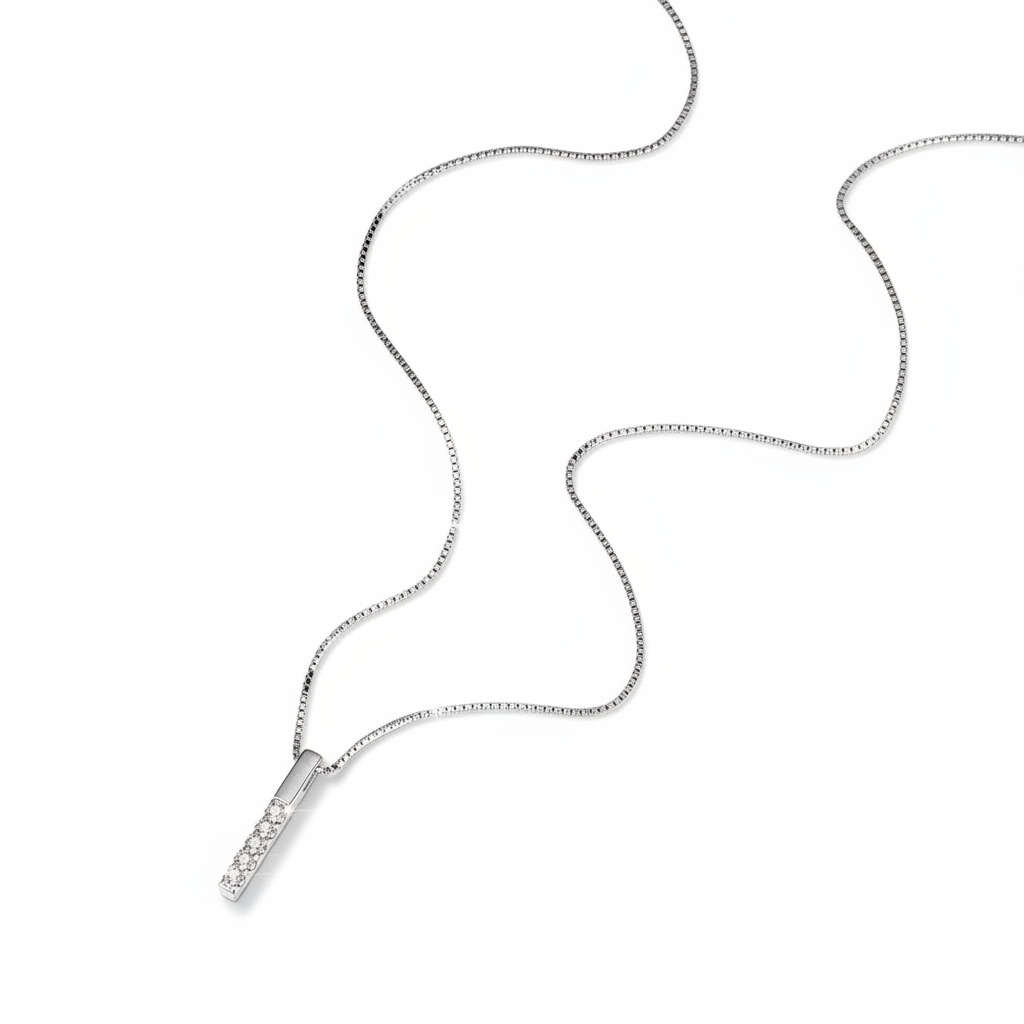 Vertical Bar Round Cut Vvs Moissanite S925 Silver Necklace Iced Out - Image 5