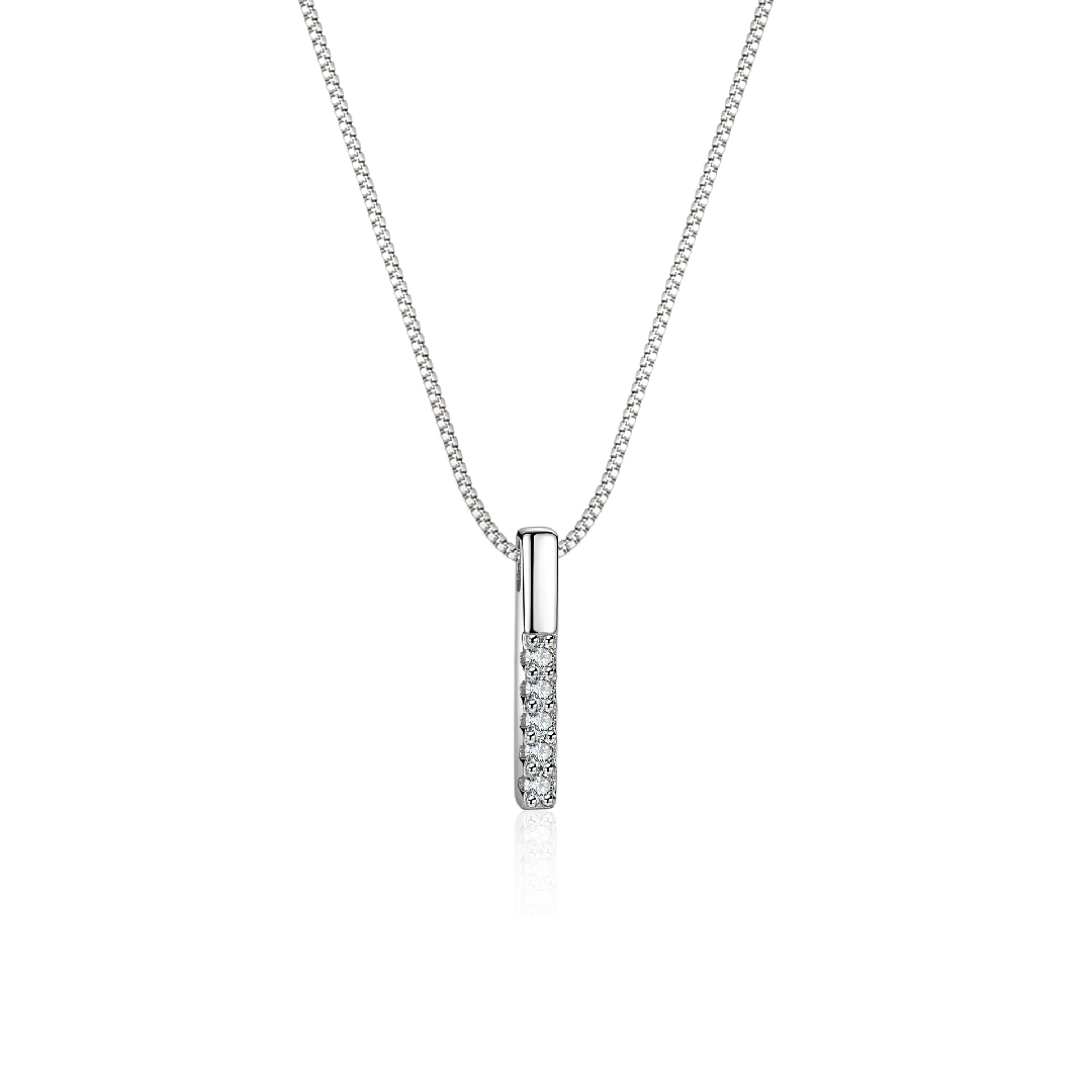 Vertical Bar Round Cut Vvs Moissanite S925 Silver Necklace Iced Out