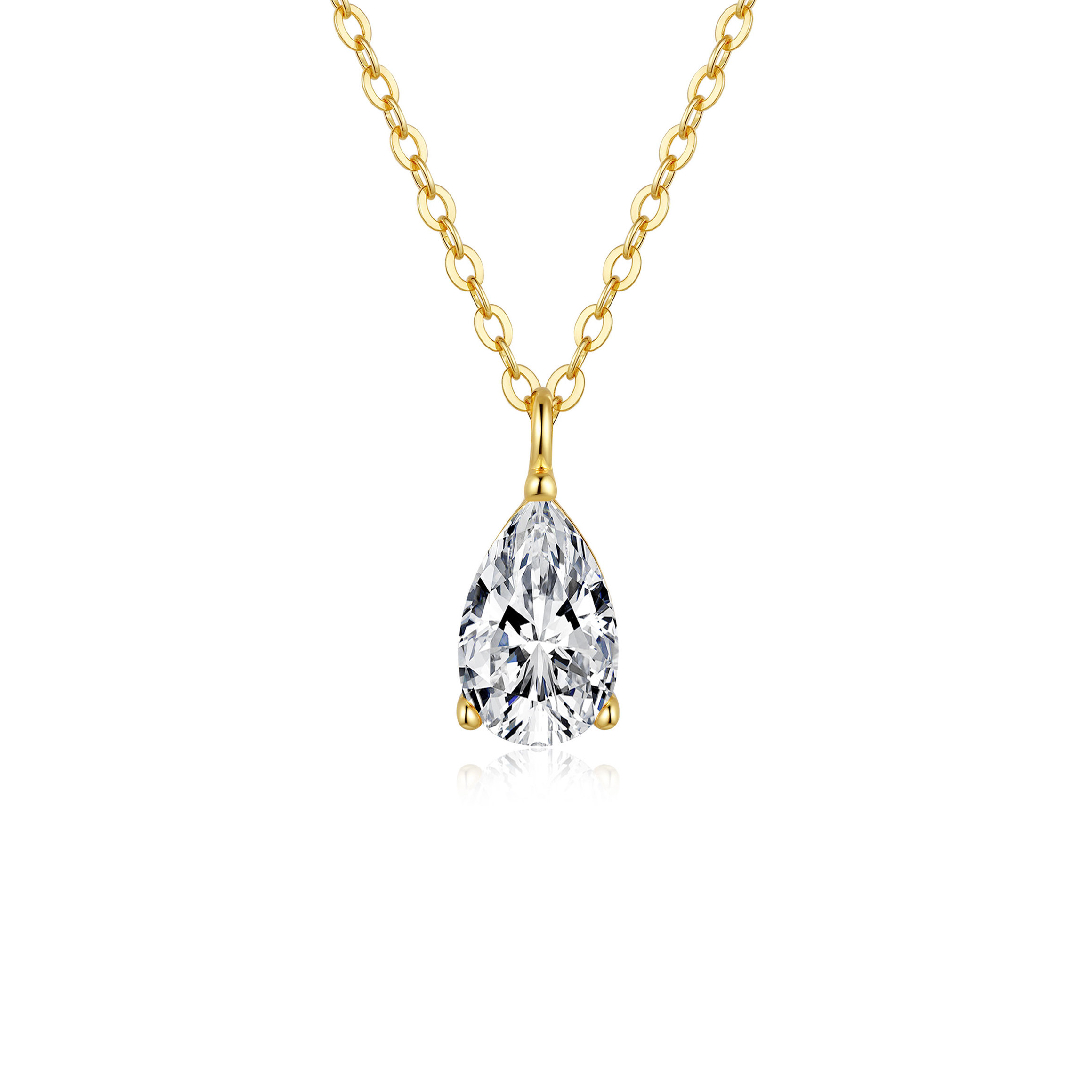 1ct Pear Cut Vvs Moissanite S925 Silver Solitaire Pendent Necklace Iced Out