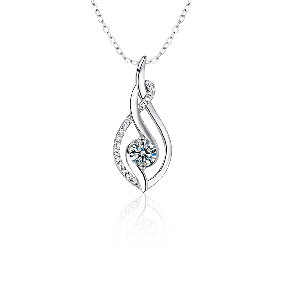0.5ct Round Cut Vvs Moissanite S925 Silver Pendant Necklace Iced Out