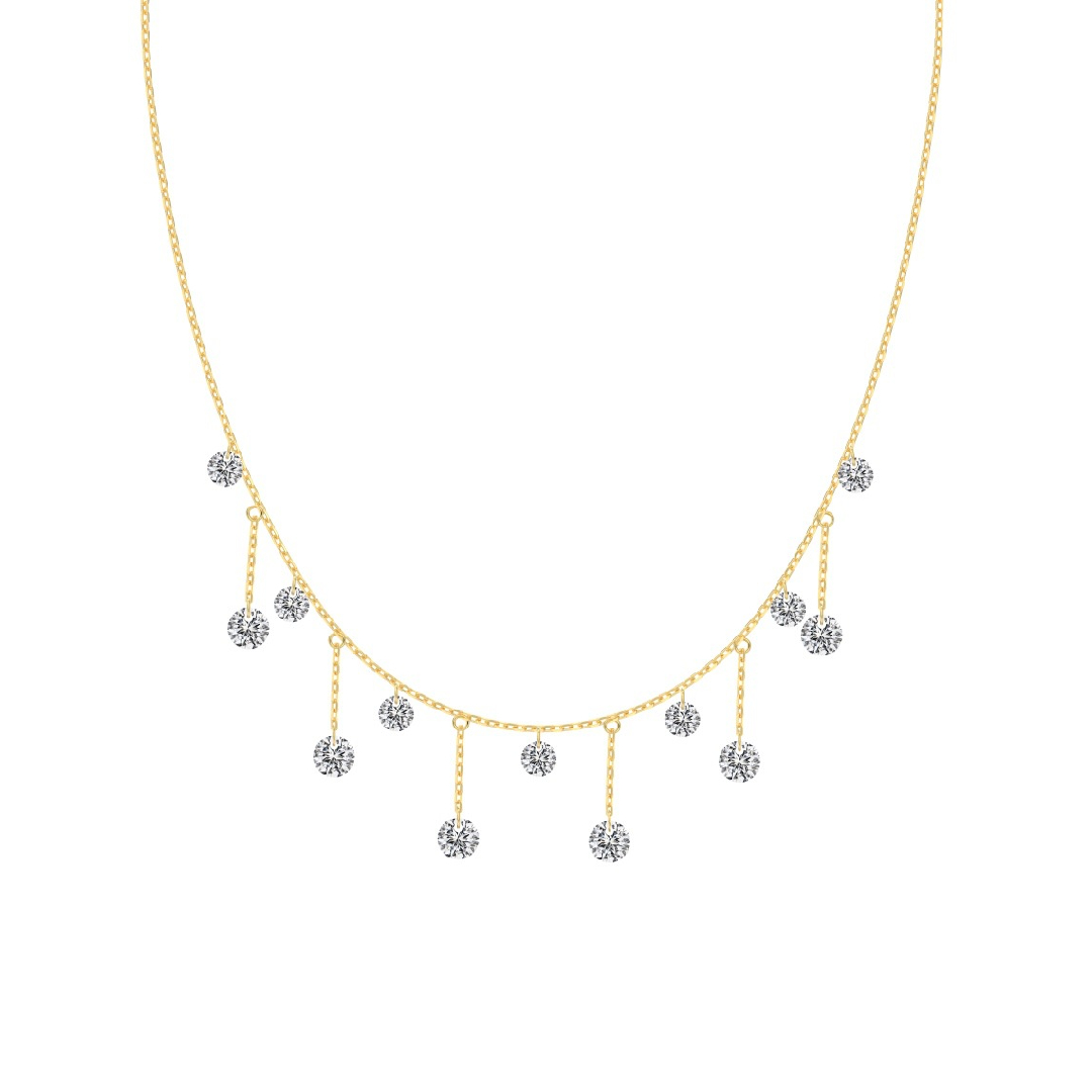 S925 Silver Round Diamond Drop Station Necklace With Iced Out Shine - Image 3