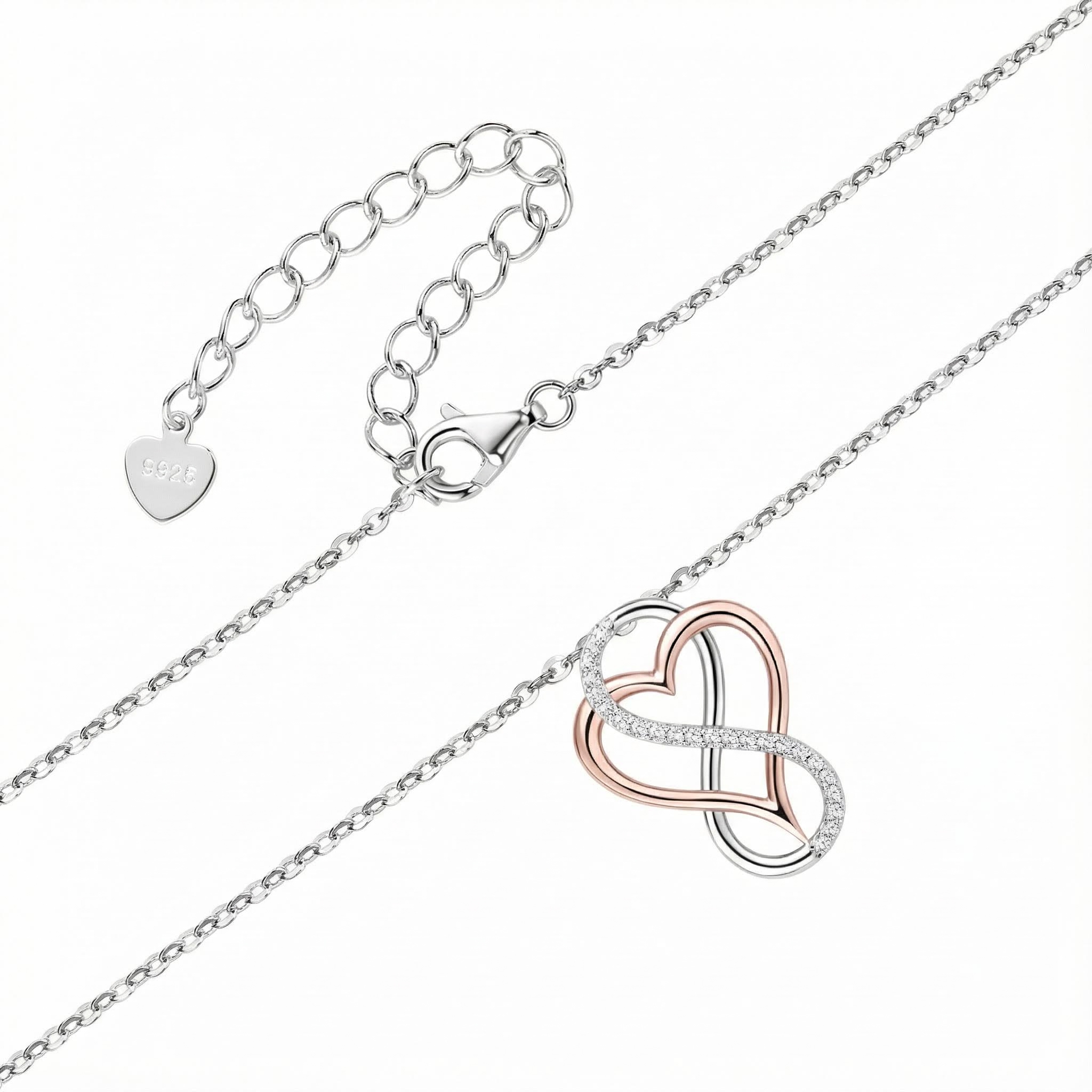 Bold Round Cut Vvs Moissanite S925 Silver Heart Infinity Pendant Necklace - Image 4