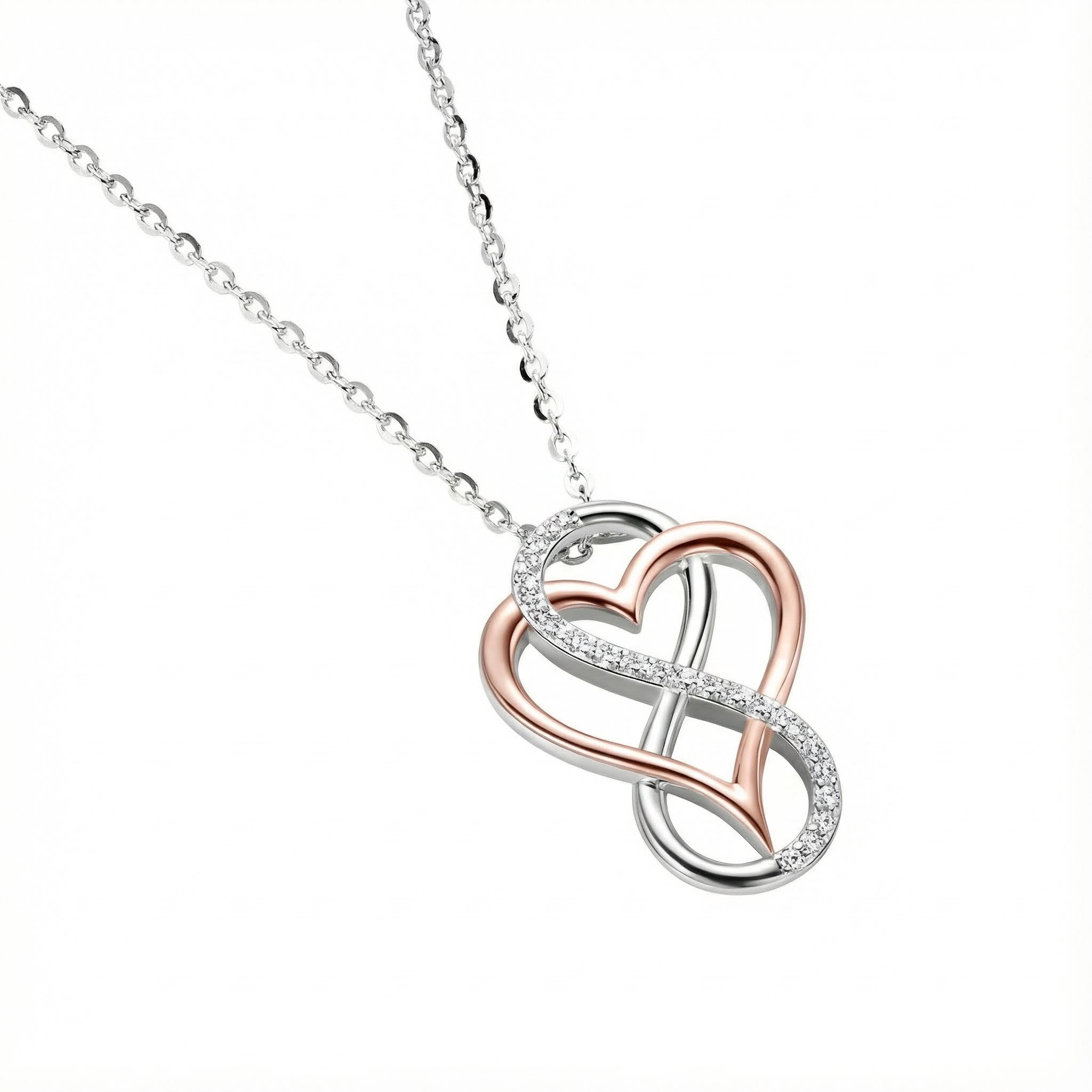 Bold Round Cut Vvs Moissanite S925 Silver Heart Infinity Pendant Necklace - Image 5