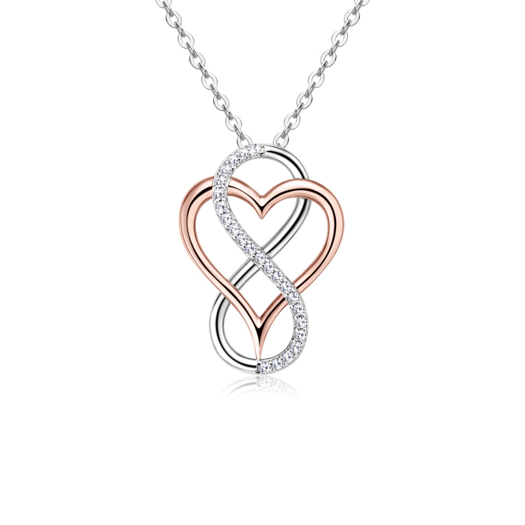 Bold Round Cut Vvs Moissanite S925 Silver Heart Infinity Pendant Necklace