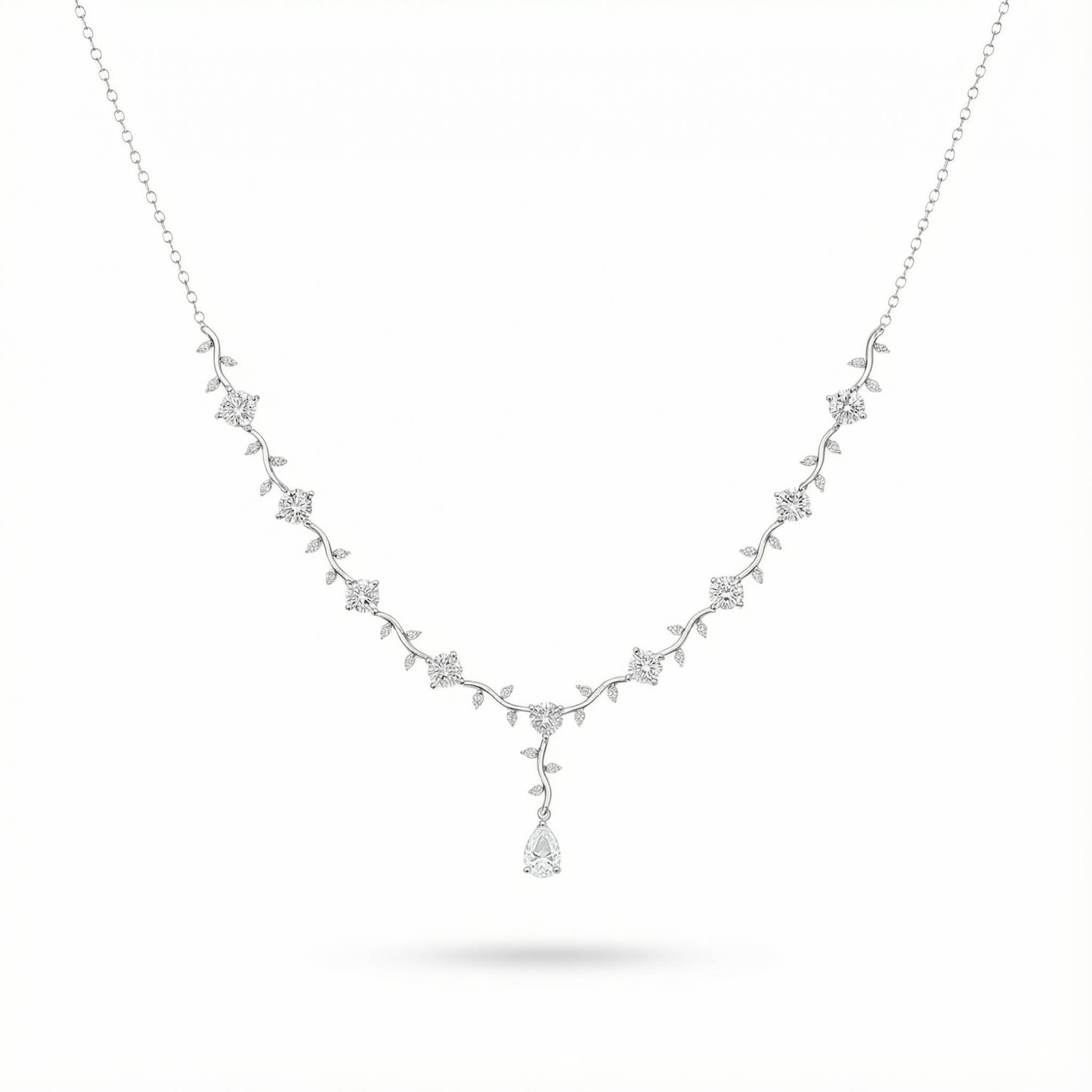 Pear & Round Cut Vvs Moissanite Pine Vine Necklace With Iced Out Shine - Image 3