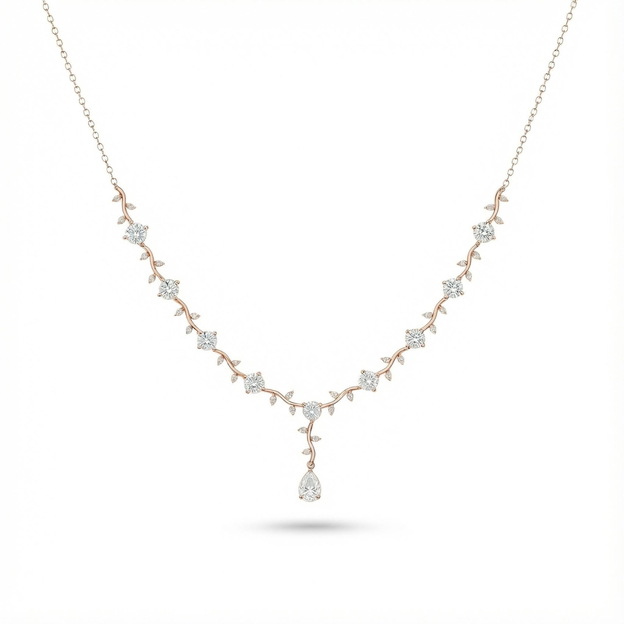 Pear & Round Cut Vvs Moissanite Pine Vine Necklace With Iced Out Shine - Image 5