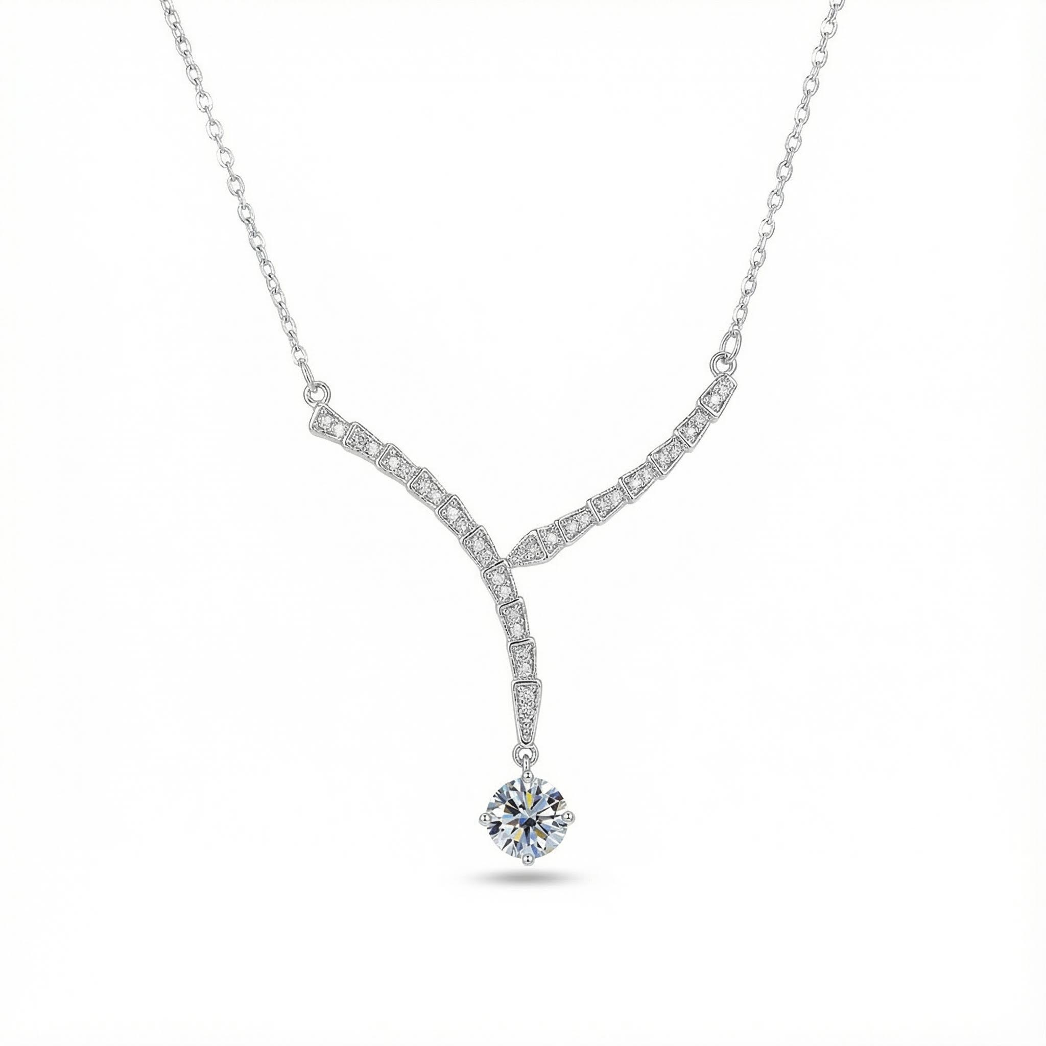 1ct Round Cut Vvs Moissanite S925 Silver Viper Necklace Iced Out