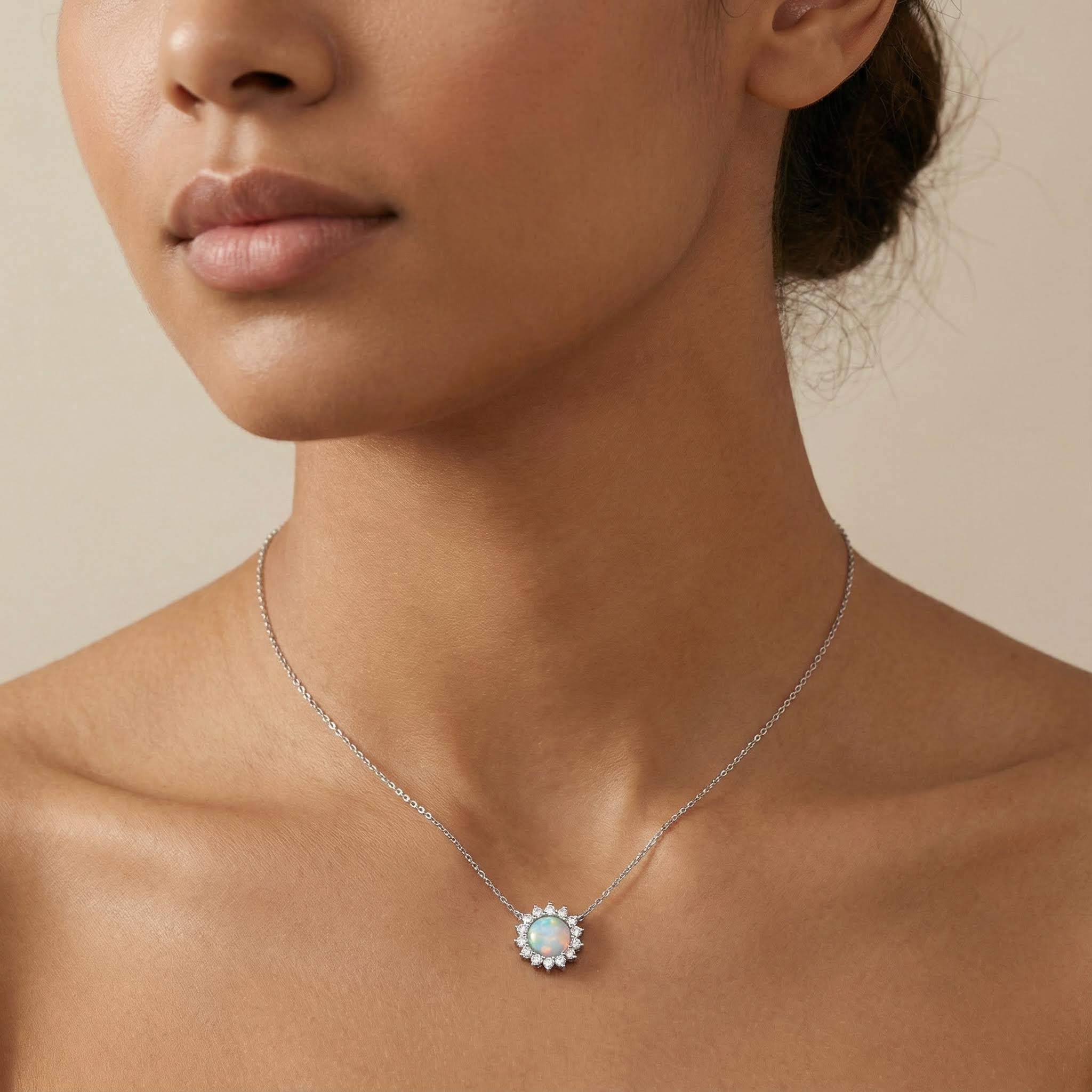 S925 Silver Opal Flower Dainty Necklace With Street Luxury Shine - Image 4