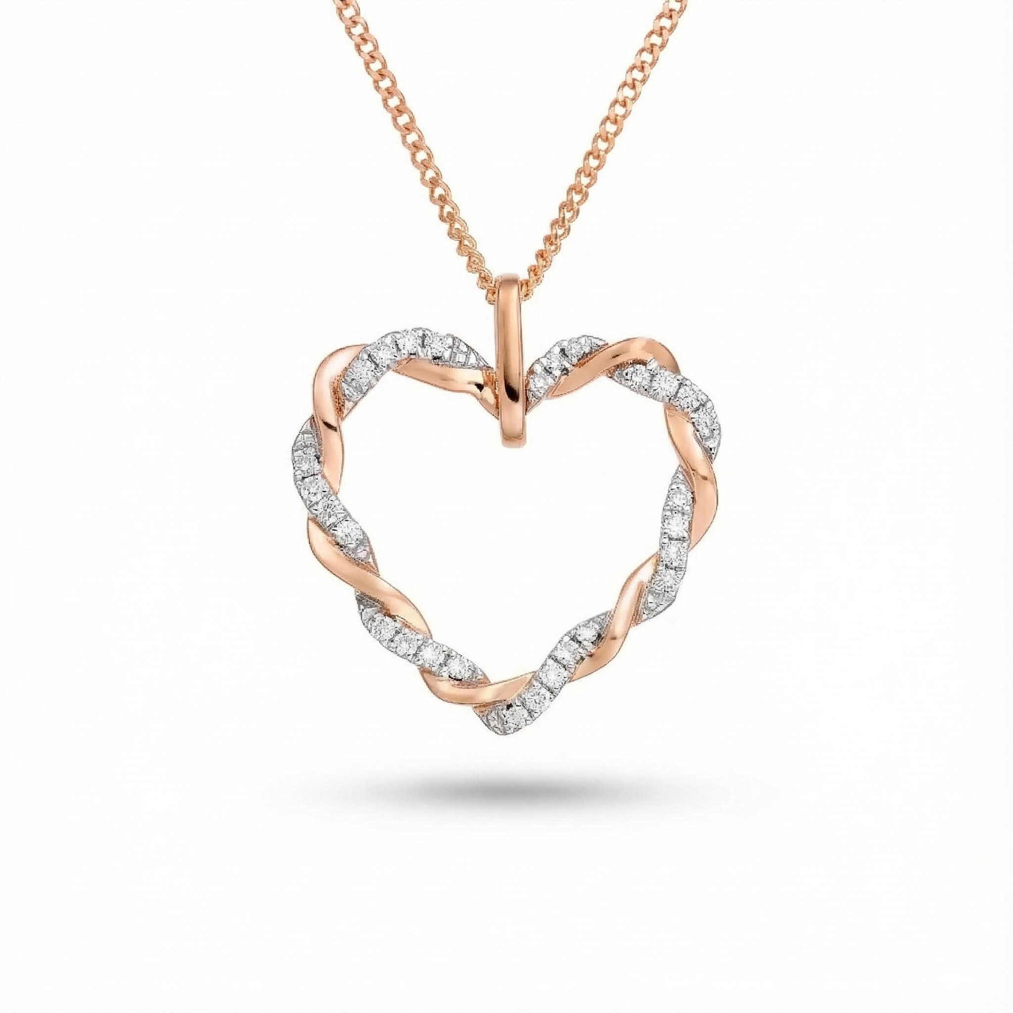 S925 Silver Two-tone Twisted Heart Diamond Pendant Necklace Moissanite - Image 3