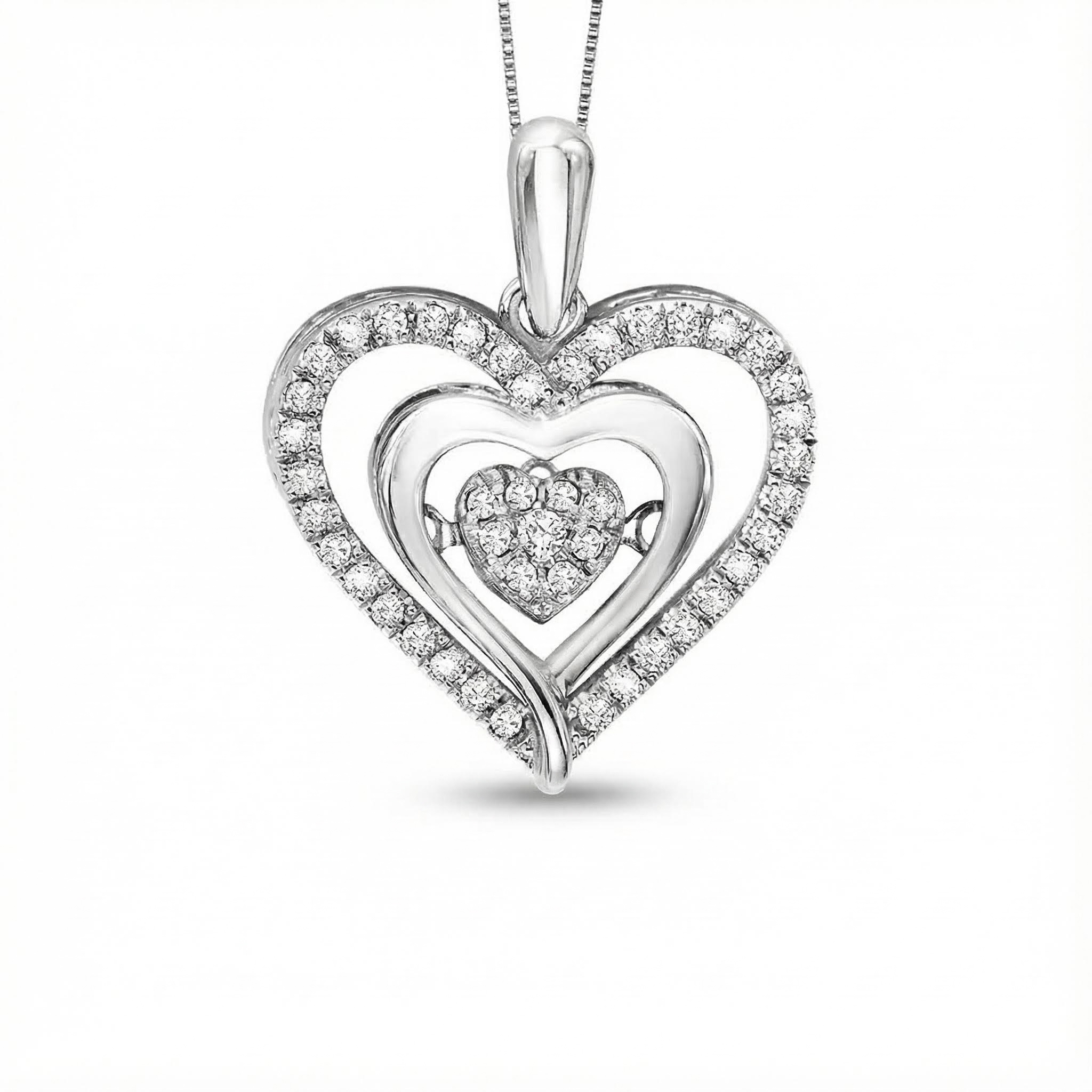 S925 Silver Heart Diamond Cluster Pendant Necklace Moissanite - Image 3