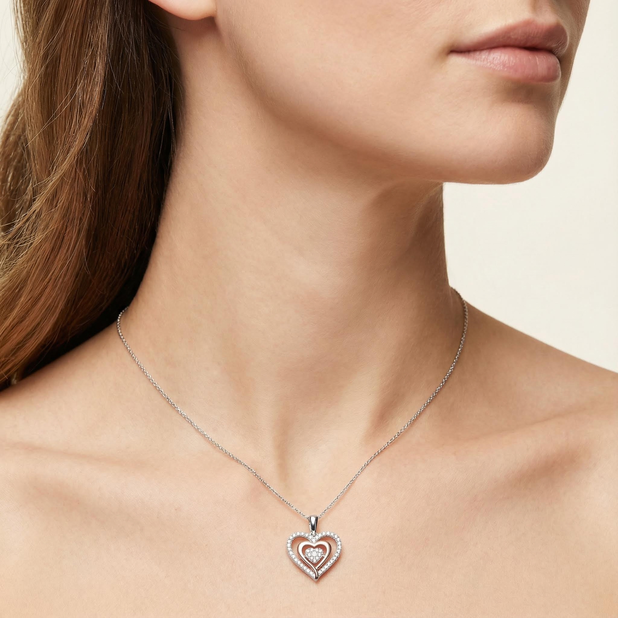 S925 Silver Heart Diamond Cluster Pendant Necklace Moissanite - Image 4