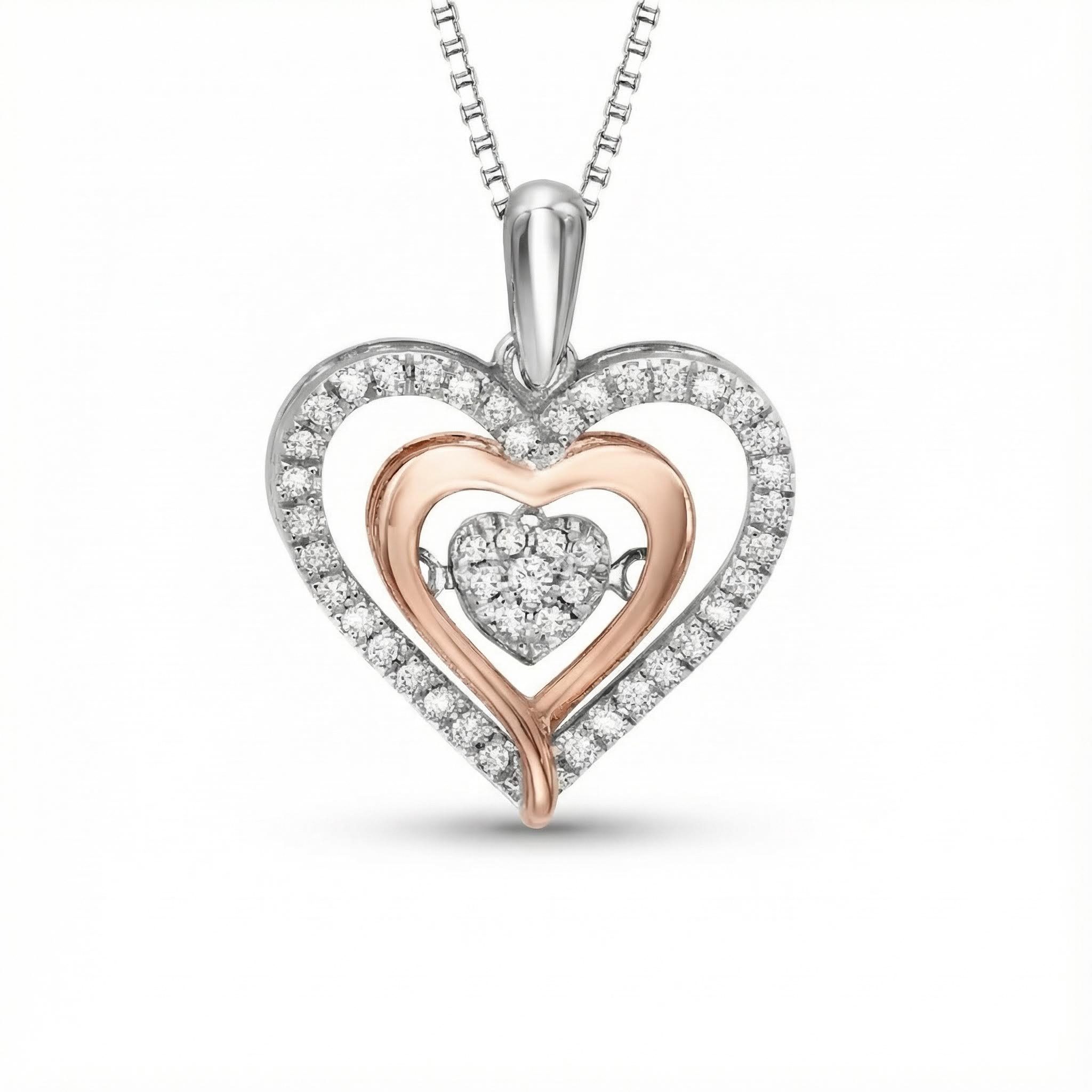 S925 Silver Heart Diamond Cluster Pendant Necklace Moissanite
