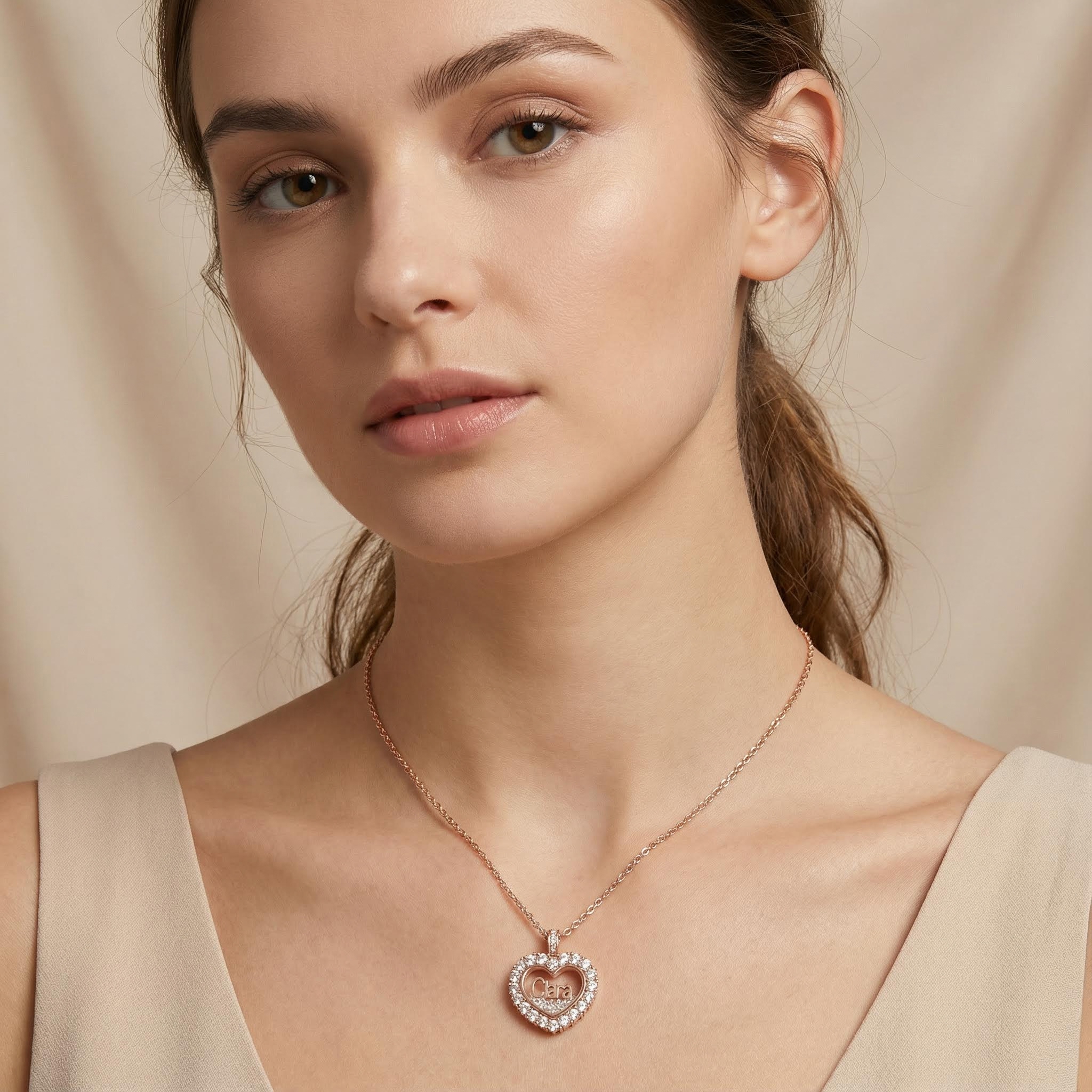 Customized Name Heart Shaped Dancing Diamonds Pendant Necklace Moissanite - Image 4